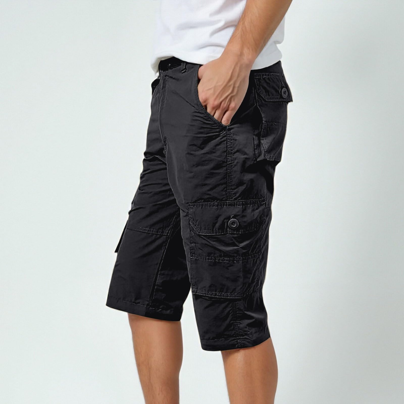 Pantalones de senderismo para hombre, convertibles, bolsillos multifunción, rodilleras reforzadas, ideales para actividades al aire libre con cinturón extraíble, material ultraligero para