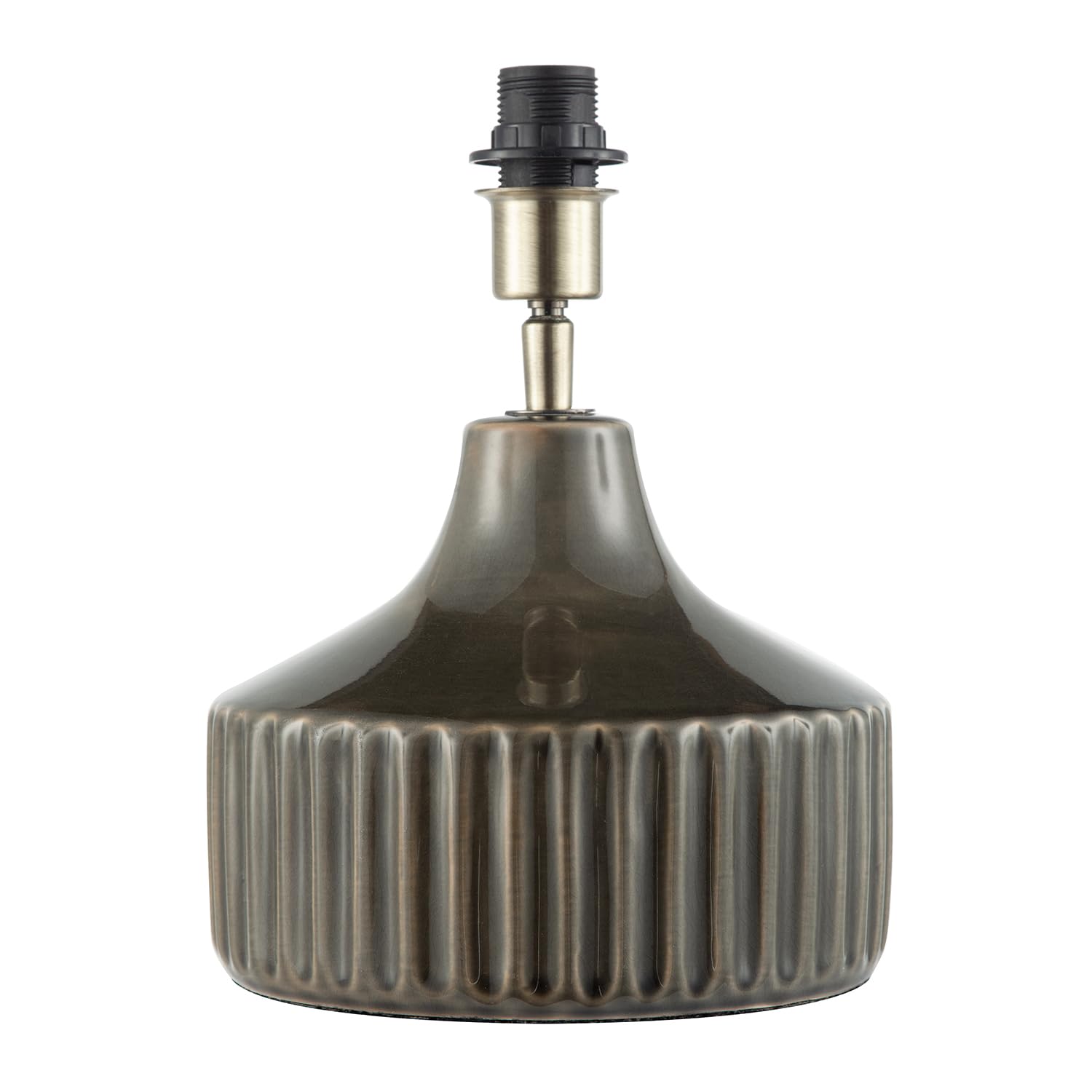 Happy Homewares Ceramic Table Lamp Base - 28cm - Green - Antique Brass