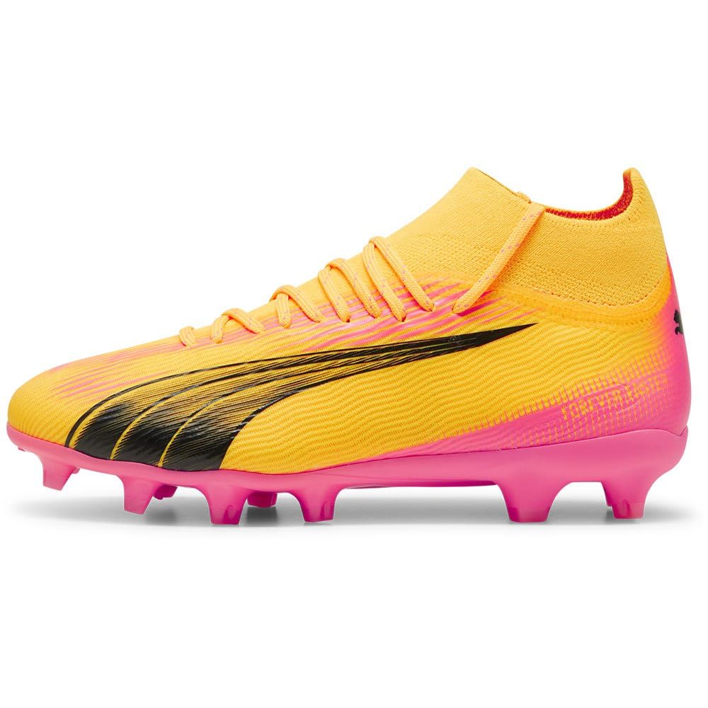 Puma Unisex Youth Ultra Pro Fg/Ag Jr Soccer Shoes, Sun Stream-Puma Black-Sunset Glow, 12 UK