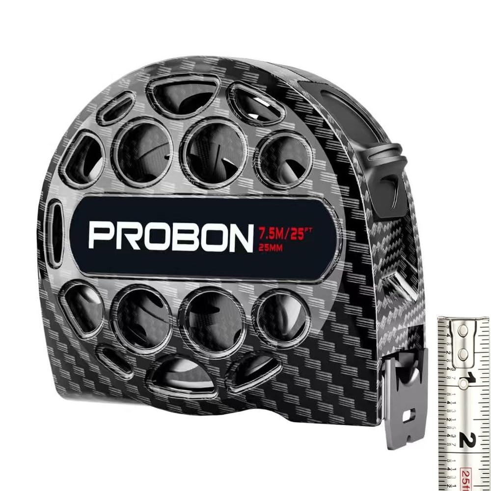 PROBON 25Ft Stainless Steel Tape Measure | Waterproof, Inch Scale | Hollow thickened design, high-definition inch scale, waterproof body,