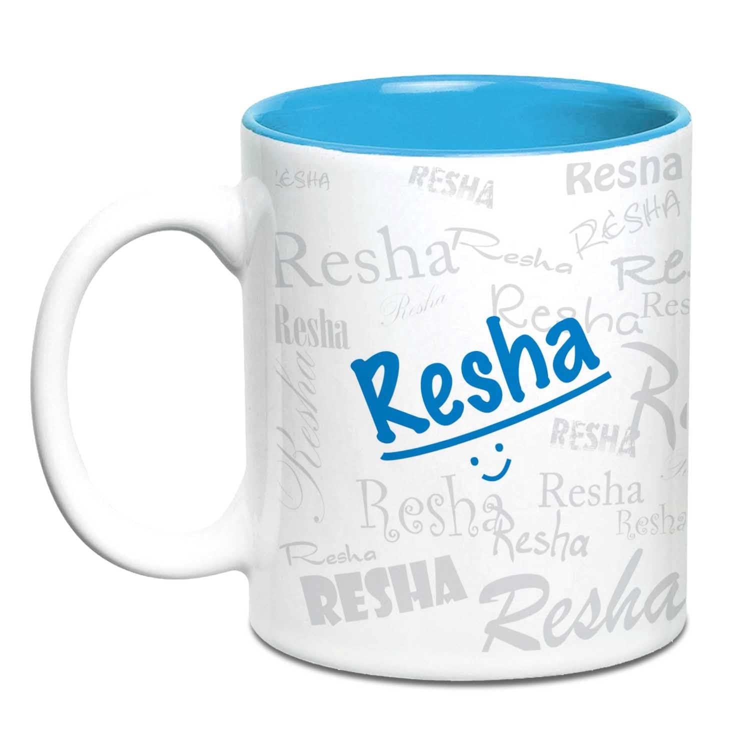Hot Muggs Me Graffiti Mug - Resha Personalised Name Ceramic, 315ml, 1 Unit