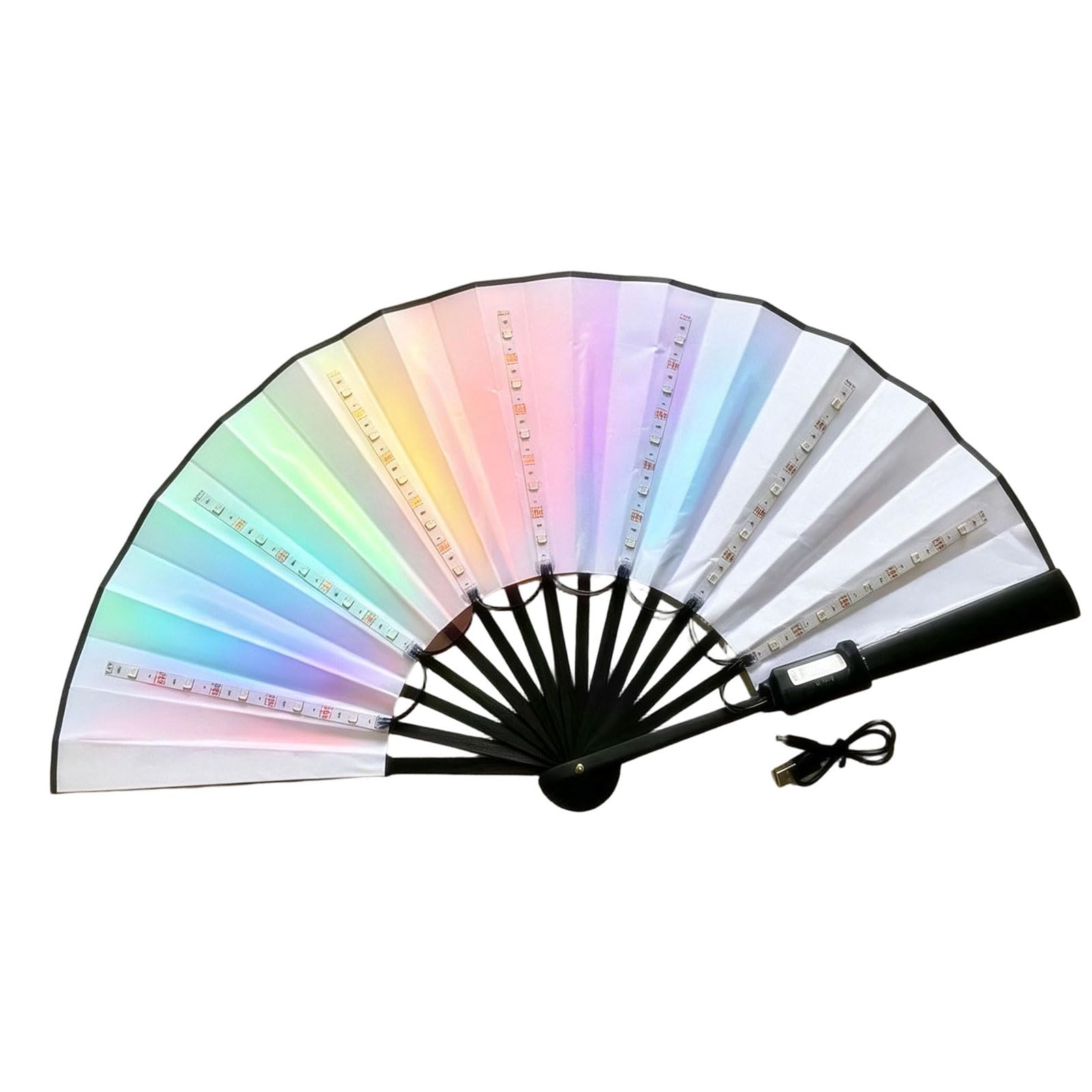 ZEPFJHE Colorful LED Bright Hand Fan Constructed of Strong ABS for Nighttime Parties Festival Glow Fan