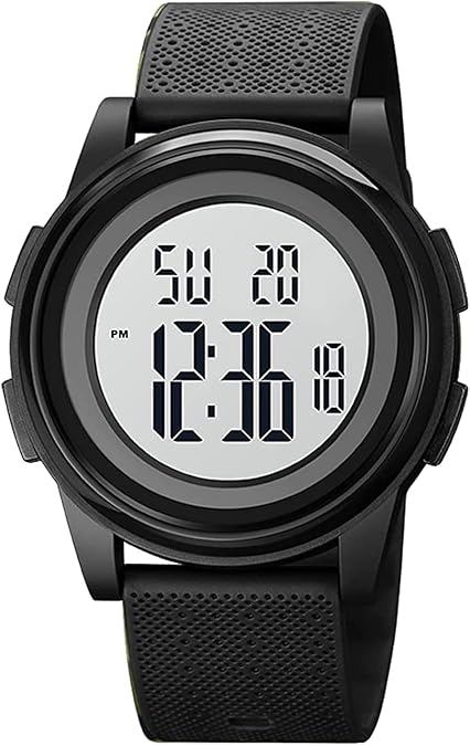 Mens Watch Ultra-Thin Digital Sports Watch Minimalist Waterproof Digital Watches Men with Wide-Angle Display Rubber Strap Wrist Watch for Men 1206