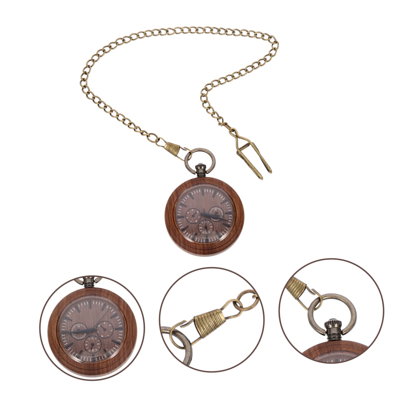 2 Piezas Reloj de Bolsillo Antiguo de Madera Reloj Steampunk decoración Retro Relojes Retros Relojes de Bolsillo de los los niños Miran el Juguete Vidrio