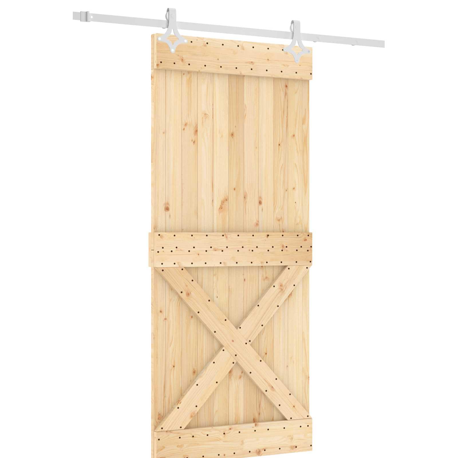 Schiebetür aus Kiefernholz und Weiß 90 x 210 cm