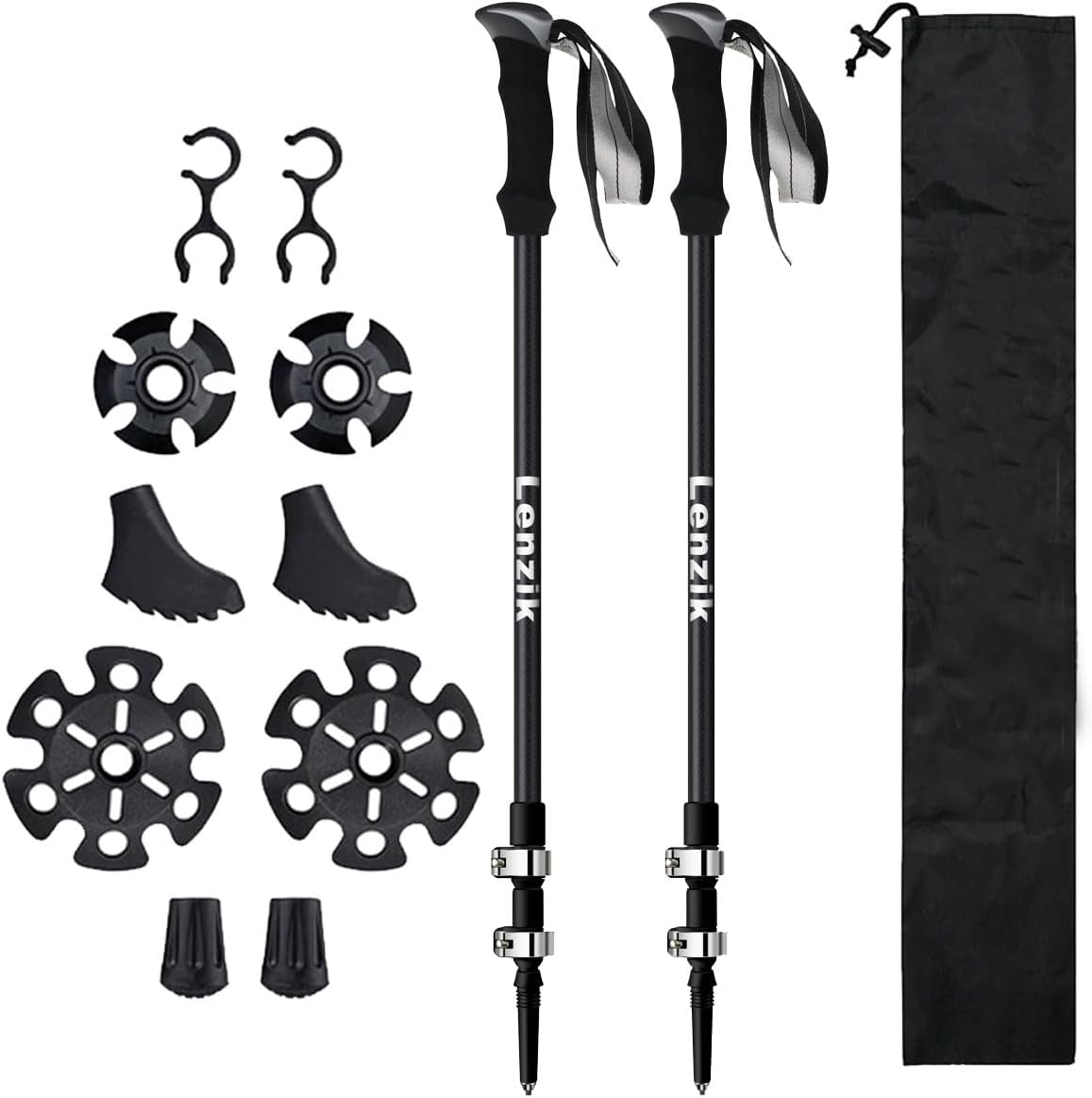 Ultralight Collapsible Carbon Fiber Trekking Poles with EVA Grips [2-Pack]