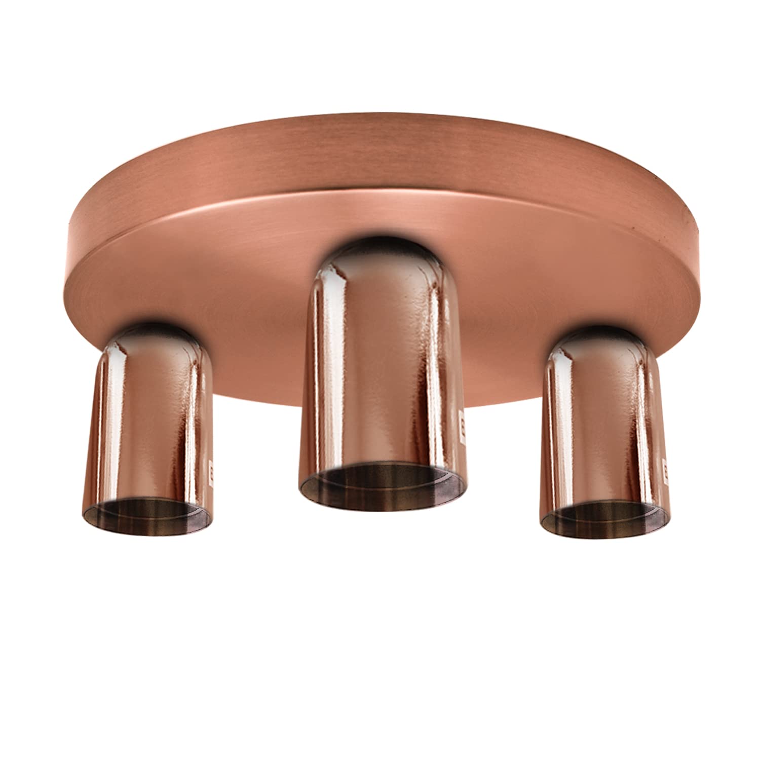 LEDSone Rose Gold Vintage Ceiling Light 3 Way Ceiling E27 Lamp Base Semi Flush Ceiling Lamp for Industrial Kitchen Dining Room Living Room Balcony - Round Base