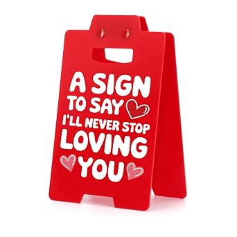 Funny Heart Sign Office Decor, Romantic Love Office Desk Sign Ornament Accessories for Him Valentine's Boyfriend Girlfriend Red-2, 1P