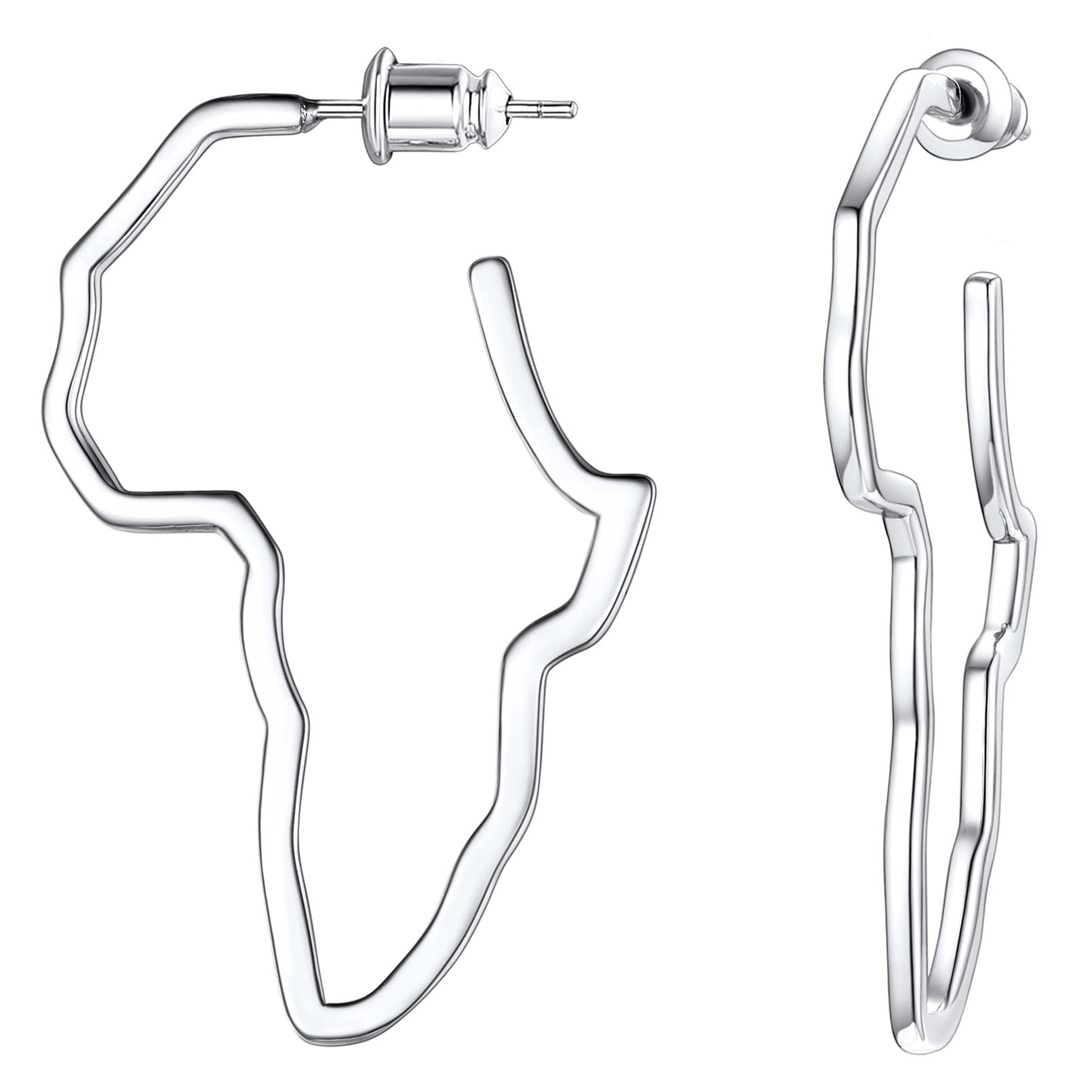 FaithHeartAfrican Map Shaped Drop Earrings Stainless Steel/18K Gold Plated Statement Africa Jewelry Ear Charms for Women Teen Girls