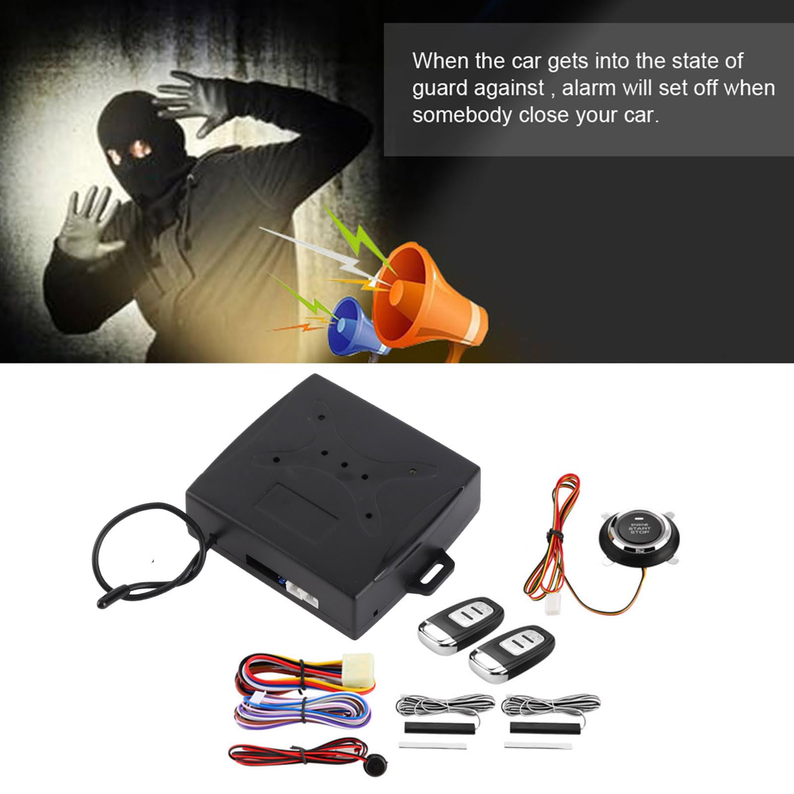 Tissting Alarma Coche Universal, Arranque Remoto Entrada Sin Llave Boton Encendido Motor Control Distancia Vehiculo
