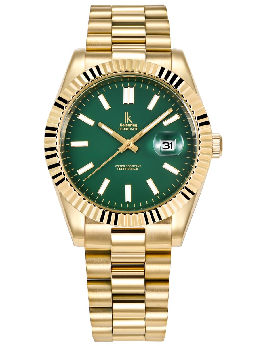 AlienworkIK Watch Men Women Calendar Metal Strap