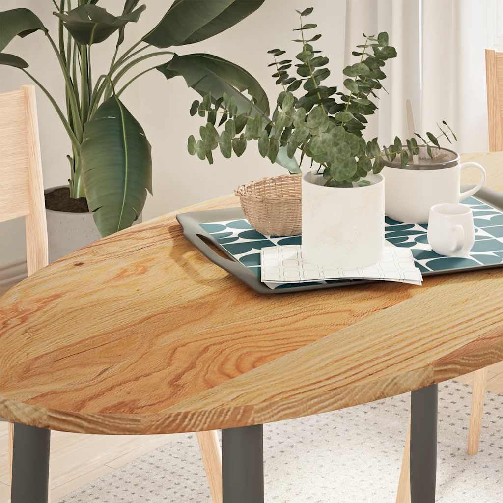 Owalny blat stołu jasnobrązowy z litego drewna dębowego 120 x 60 x 2 cm, szlifowany i lakierowany, uniwersalny blat biurka do domu i biura