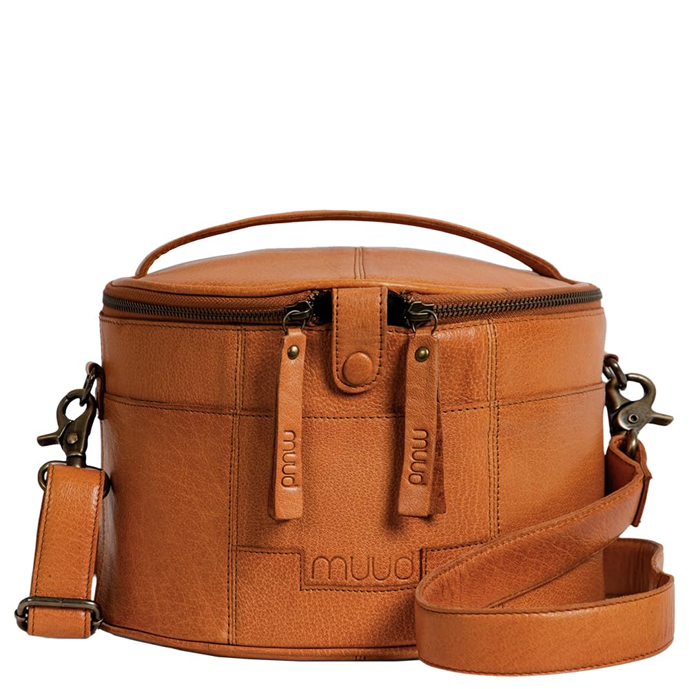 Frida's Wollhaus muud Enturn handgefertigte Ledertasche für Strick- und Häkelobjekte 2 Farben (Whisky)