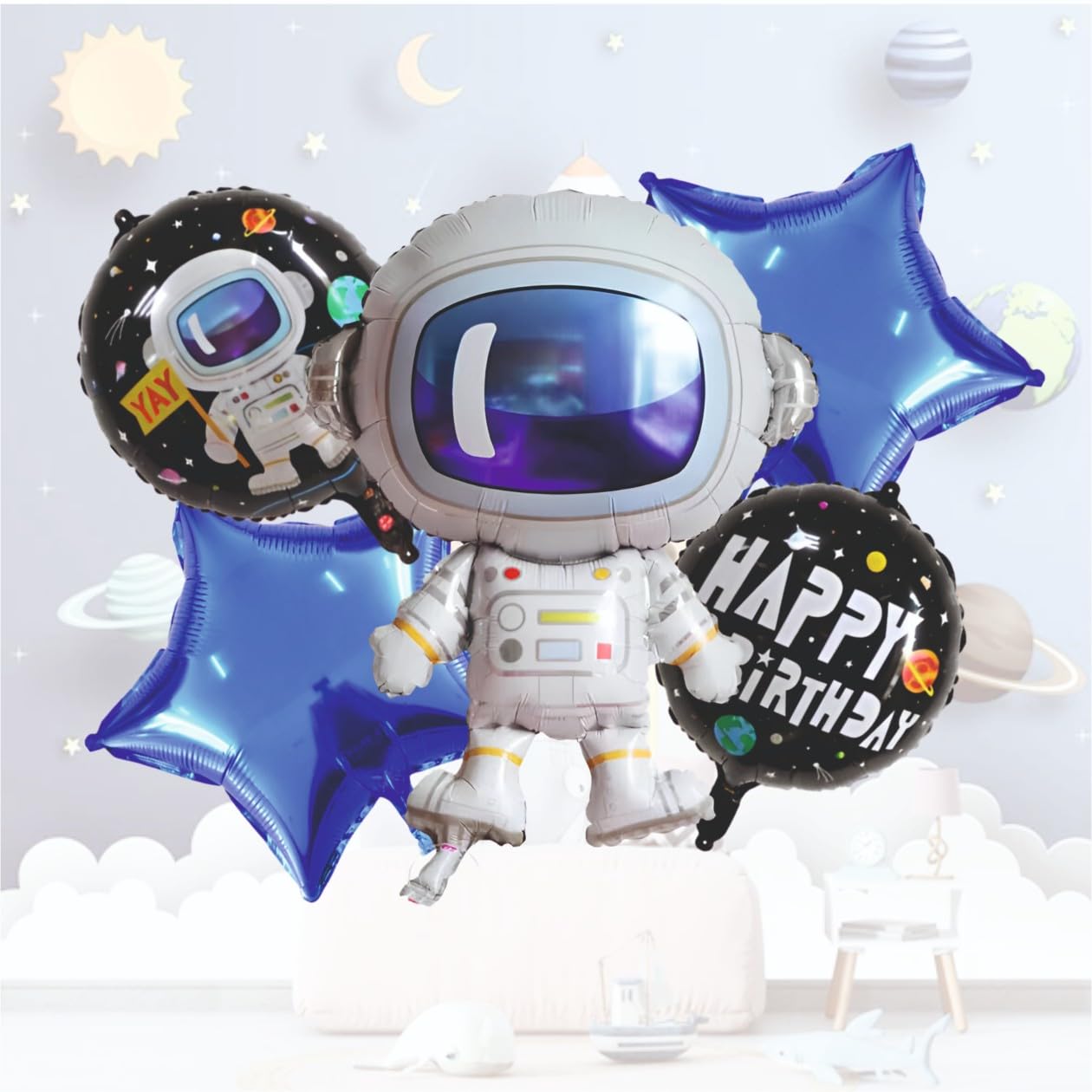 YOURS DECOR Astronaut Foil Balloon Set of 5, for Theme party, birthday decoration