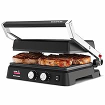 Taurus – Grill Bistro 2600W | 2 in 1: Grill e Piastra | 29x23cm | Stair System | Dual Heat Tech | Rivestimento Antiaderente Senza PFOA | Vaschetta Raccogligrassi | Timer 30 Min