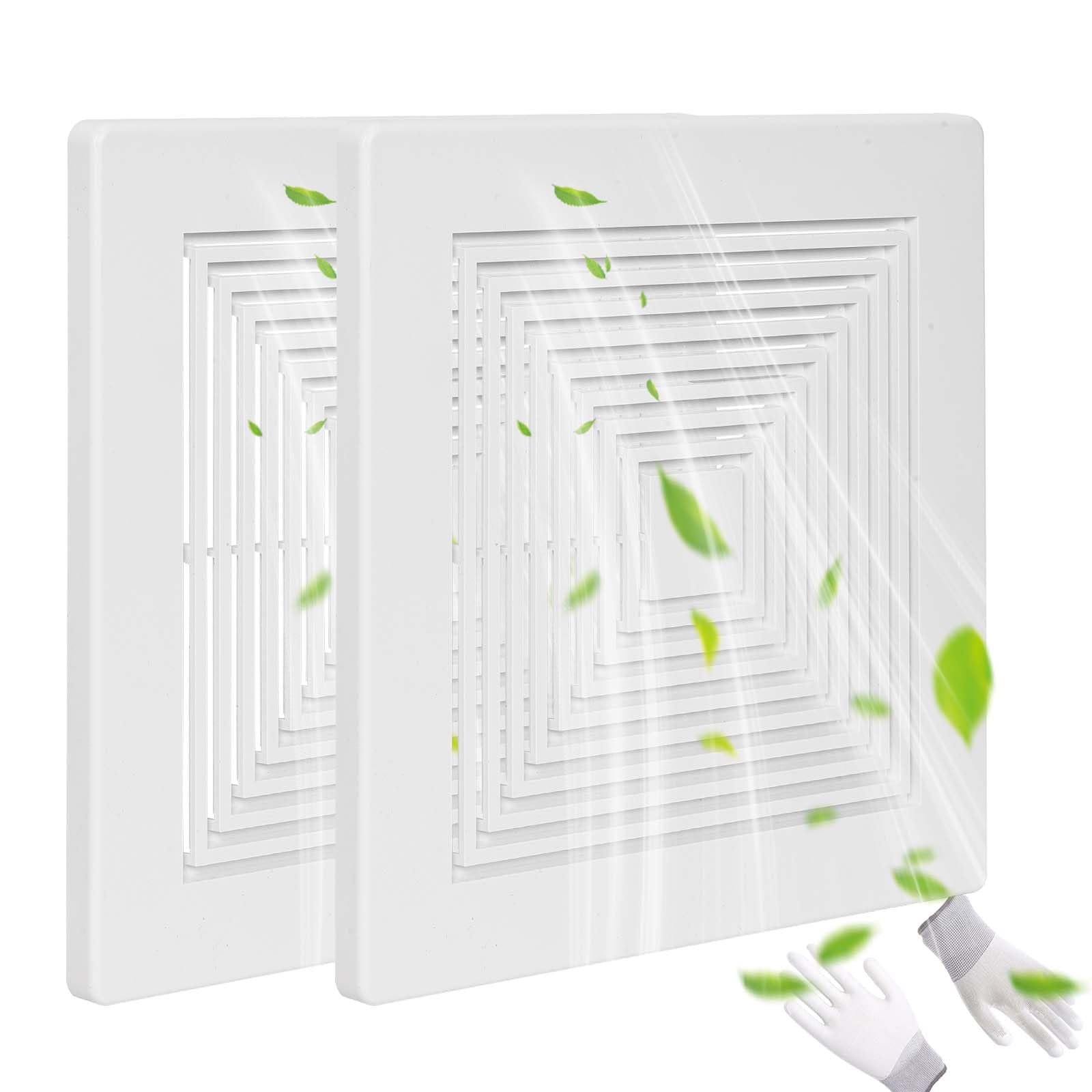 PTLEVYN ( 2-Pack 9" BP90 Bathroom Exhaust Fan Cover, 9-1/4" x 9" Vent Cover Replacement, Compatible with Broan-NuTone, Square Ceiling or Wall-Mount,