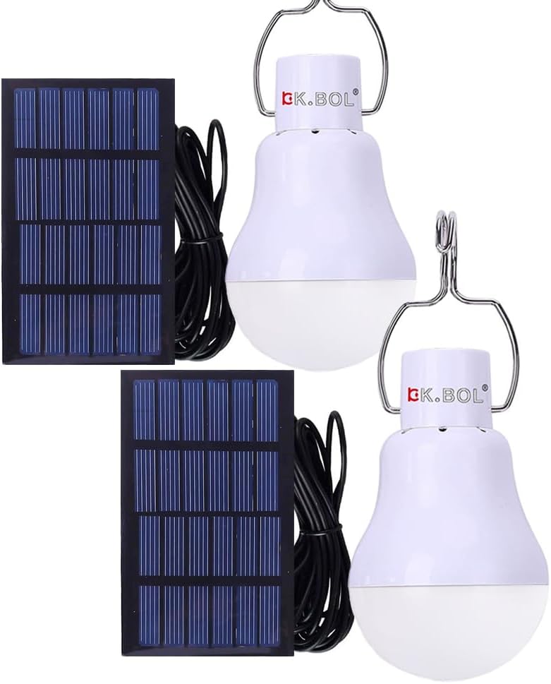 Solar Powered lamp Rechargeable Led Light Bulb for Outdoor Camping Torch Hiking Chicken Coop Pet House Barn Balcony Deck Indoor Night Light Emergency Bulbs Portable Lantern Torch 2 pcs