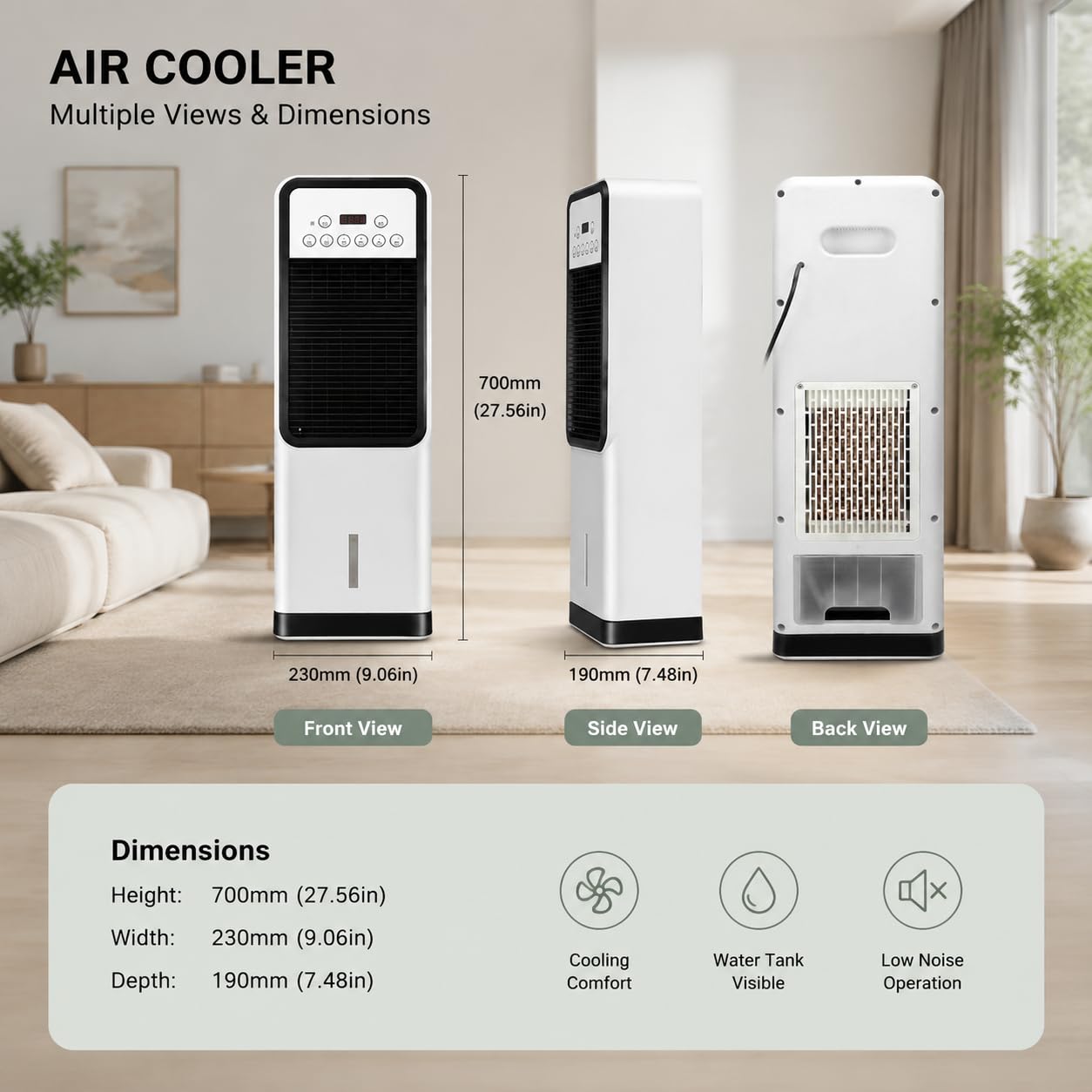 Condizionatore d'Aria Portatile 12000 BTU con Riscaldamento e Raffreddamento, unità AC Mobile Classe energetica A con Telecomando, Ventilatore raffreddatore evaporativo per casa, Ufficio e Viaggi
