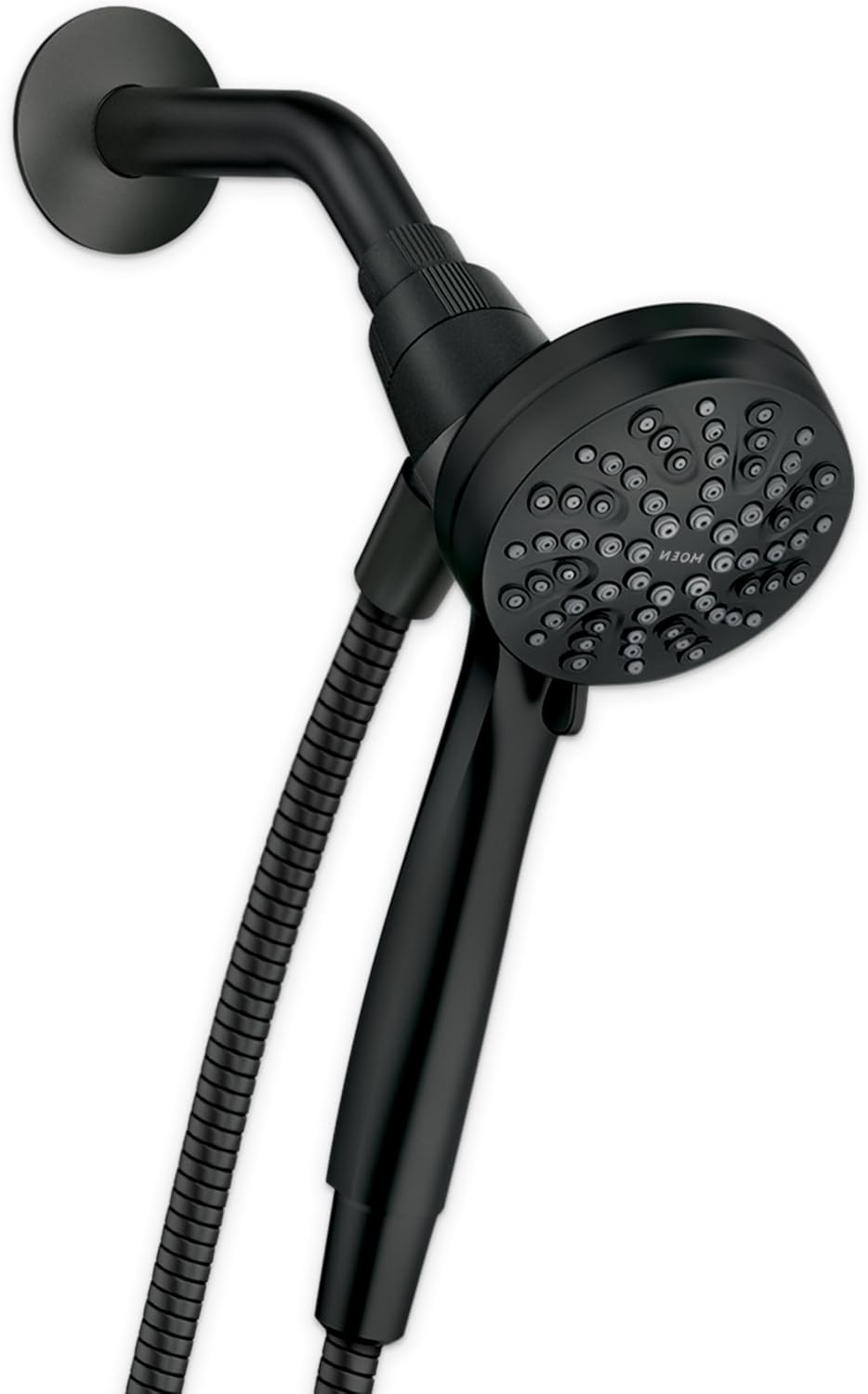 Moen 26100BL Engage HydroEnergetix 8-Spray 5 inç. Tek Duvara Monte Sabit Ayarlanabilir Duş Başlığı Krom, Mat Siyah