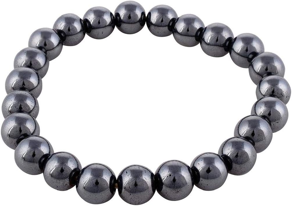 ExcelHematite Bracelet Beaded Gemstone Stack Handmade Bracelet for Unisex
