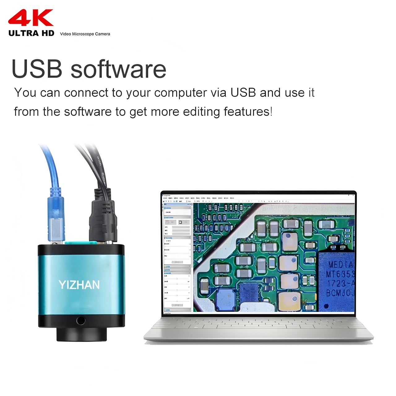 4K Microscope 48MP Digital Microscope For Electronics USB Industrial Cameras HDMI 1-150X Zoom C-Mount Lens Phone Pcb Soldering（C 13MP HDMI VGA）