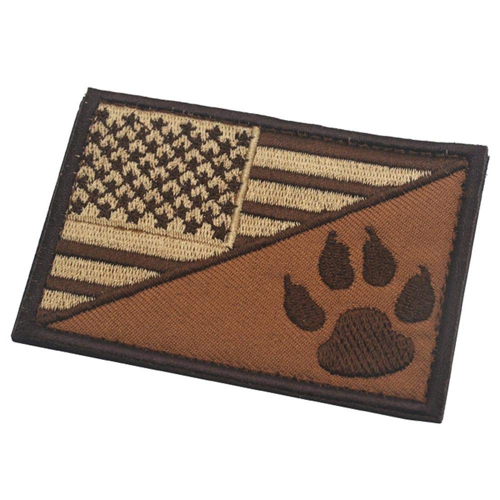 USA American US Flag K9 Dog Paw Subdued Military Tactical Morale Patch Tracker Unit Badge (04)