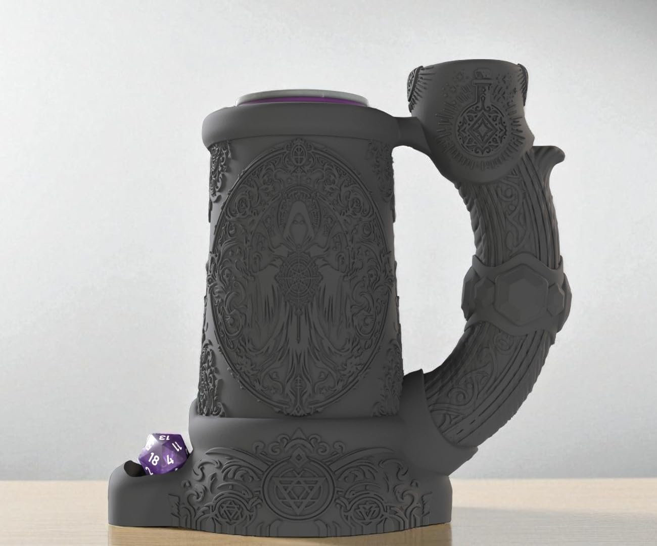 Dark Sorcerer Can Cozy Dice Tower, rullo di dadi e porta bevande, regalo di ruolo da tavolo con Dungeons and Dragons, accessorio da tavolo per giochi di ruolo, decorazione dungeon master, tazza gotica