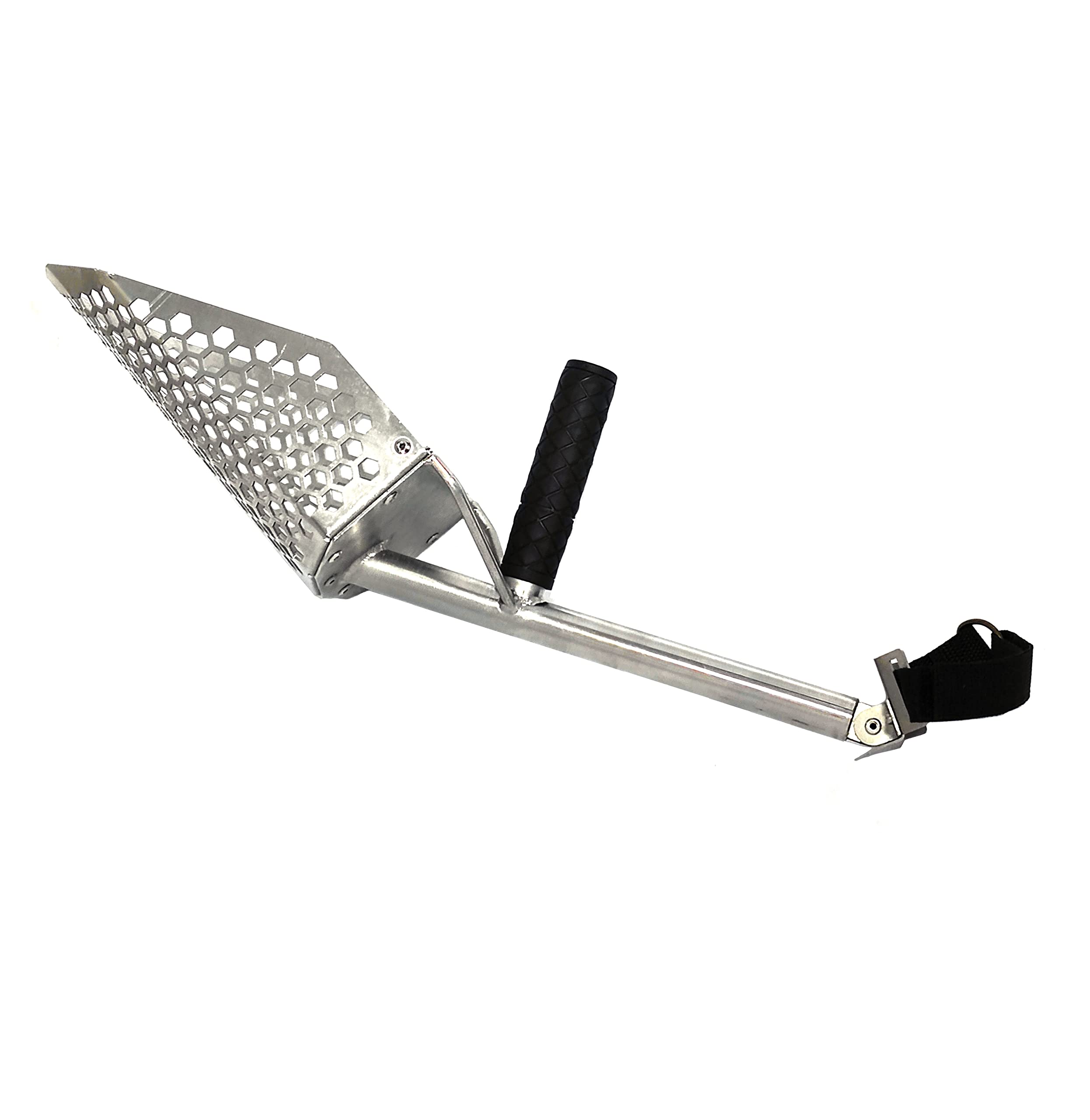 SE-11 Pala Traforata Setaccio in Acciaio Inox con Pratico aggancio all'avanbraccio Comodo Leggero Sand Scoop per Mare Sabbia Spiaggia per Metal Detector o Ricerche