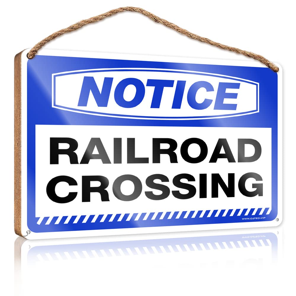 DTHA Bathroom Decor Sign Notice Railroad Crossing Wooden Sign Farmhouse Wall Decor Signs Box Signs(20X30CM)