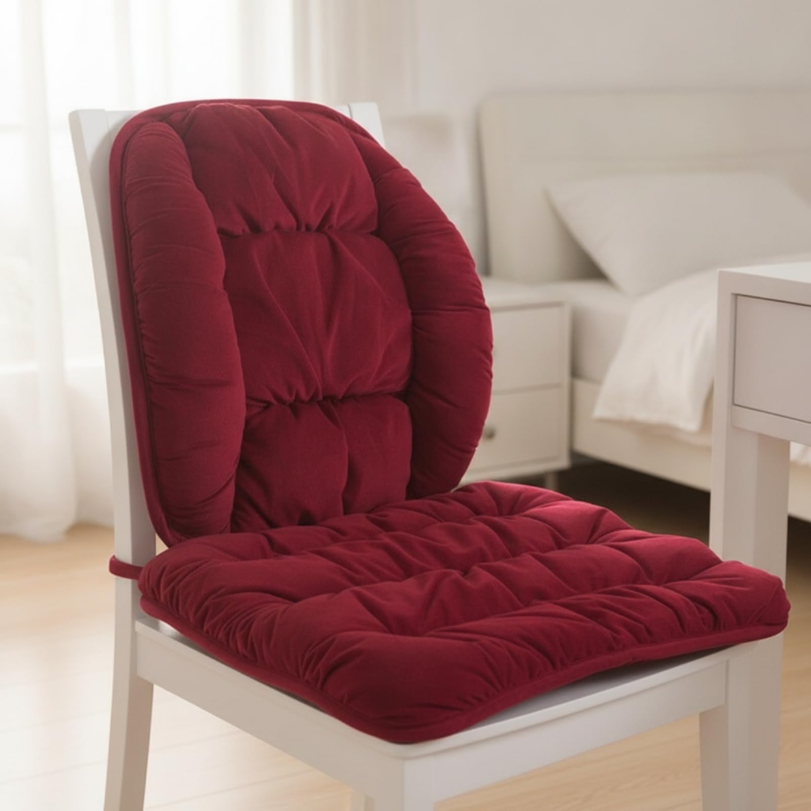 Cojín Silla con Respaldo Acolchado Cojín con Respaldo Antiescaras para Teletrabajo, Estudio, Negro Misterioso, Cojín 45x45cm + Soporte Lumbar