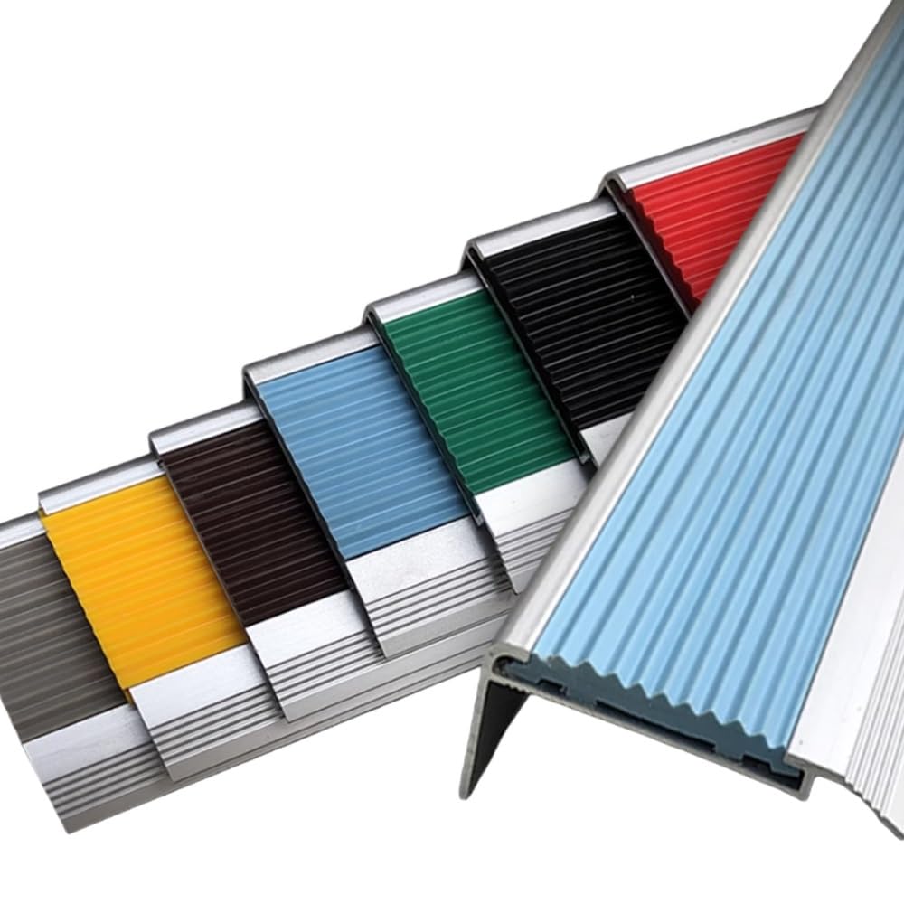 Profilo di Protezione Antiscivolo a Forma di L per Bordi di Scale, in Alluminio, di Protezione Antiscivolo a Forma di L per Bordi di Scale, in Alluminio, per Interni ed Esterni, 90 cm (Nero)