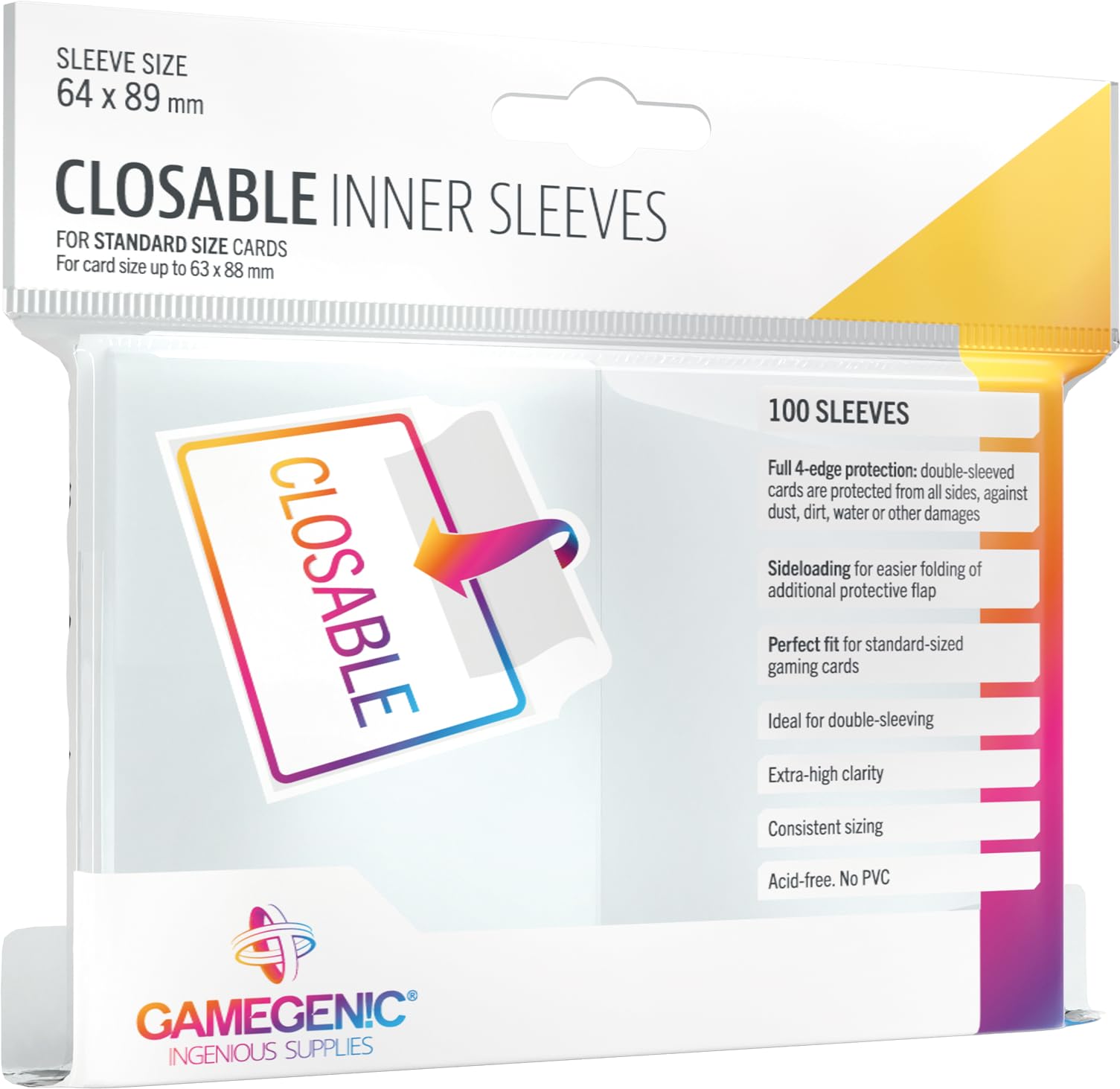 Gamegenic Sleeves: Gamegenic - Closable Inner (64 x 89mm) (x100)