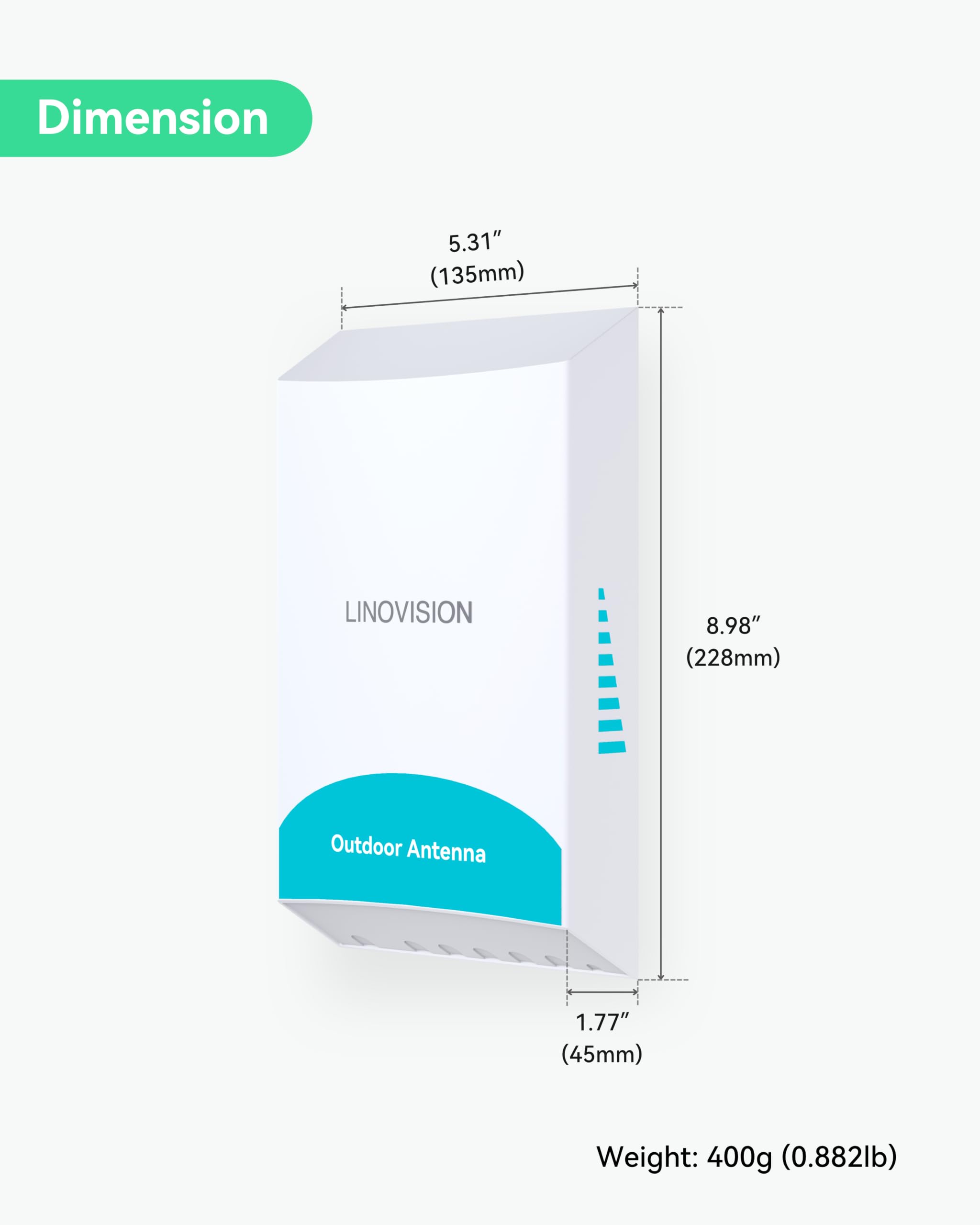 LINOVISION Boîtier de routeur extérieur étanche avec antenne 3 en 1