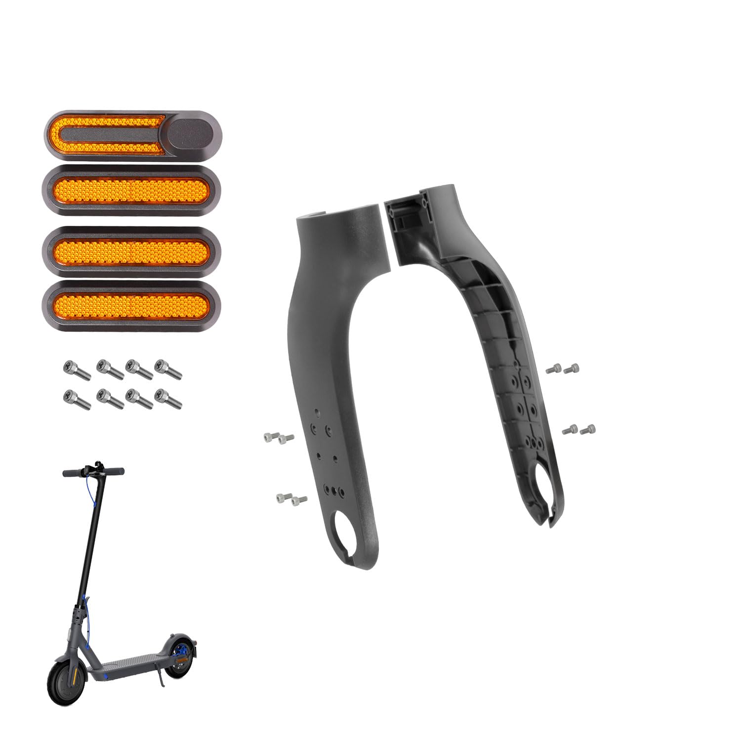 Tapa de horquilla delantera compatible con patinete Xiaomi M365, M365Pro, Pro2, Essential y 1S - Kit completo