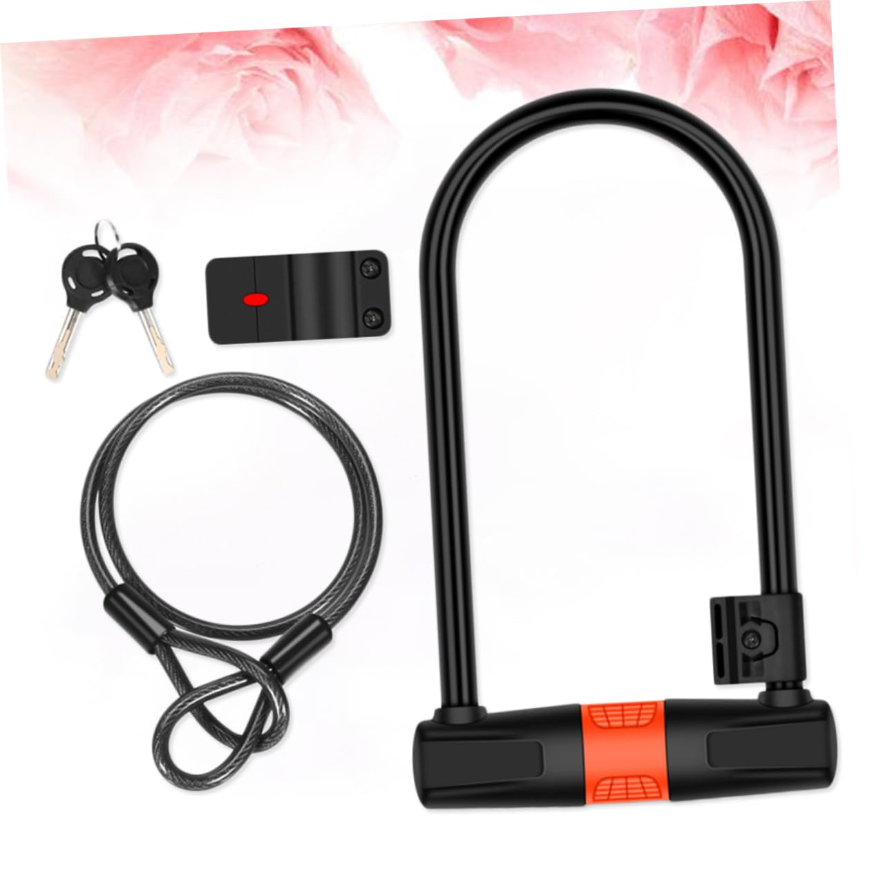 YARNOW Lucchetto Catena Antifurto per Bici Forma di U Cavo in Acciaio Legato Chiave Accessori per Mountain Bike Moto Biciclette Elettriche Nero Arancione