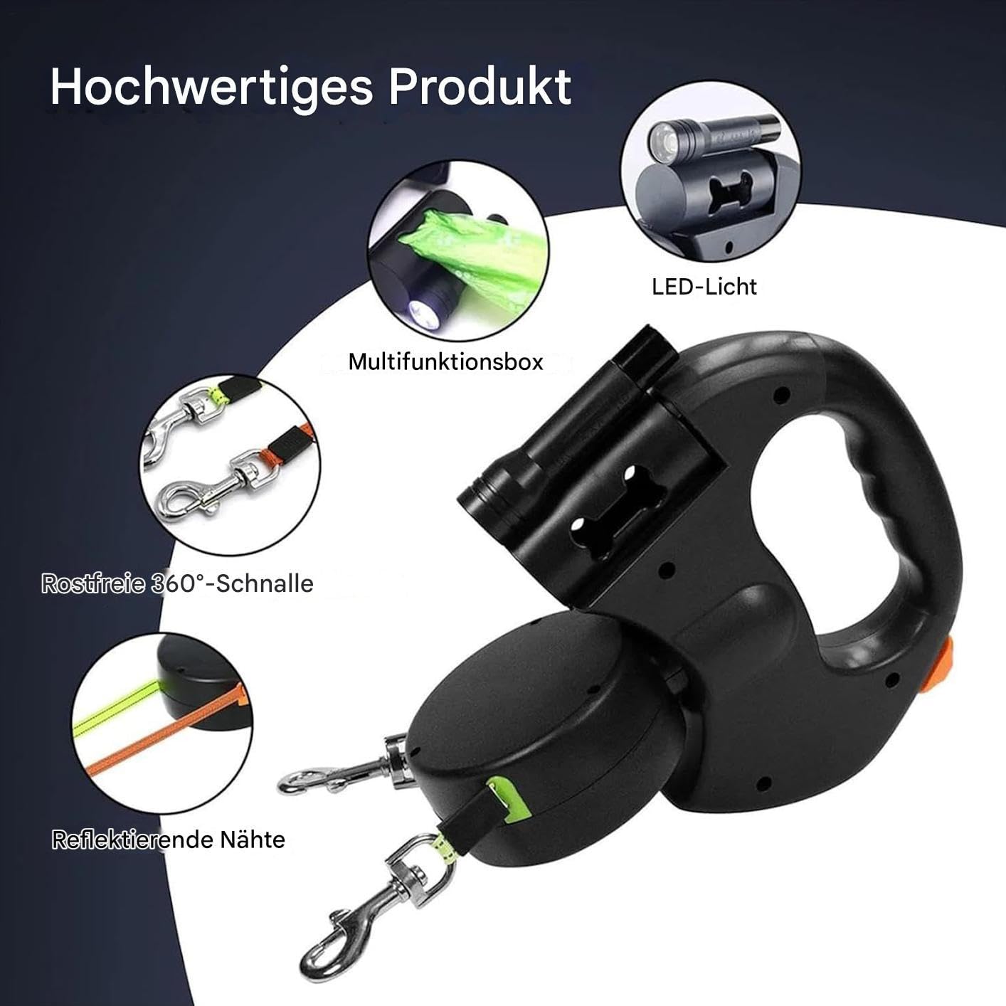 Doppio Guinzaglio Manico Ergonomico Imbottito Antiscivolo Strumento
