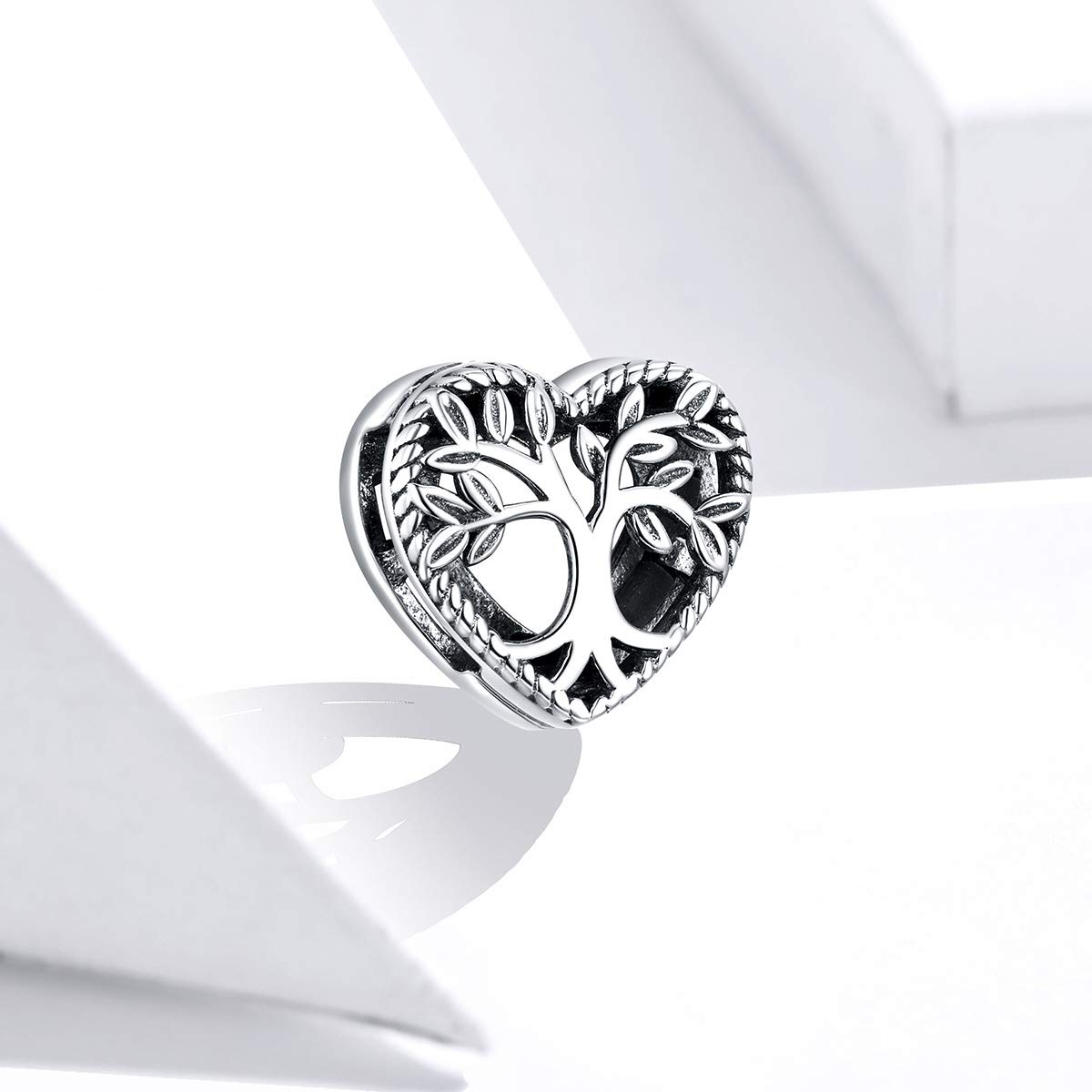 Perline in Metallo con Albero della Vita per creazione di Gioielli da Donna Ciondolo in Argento ossidato Sterling 925 per Bracciale Rigido