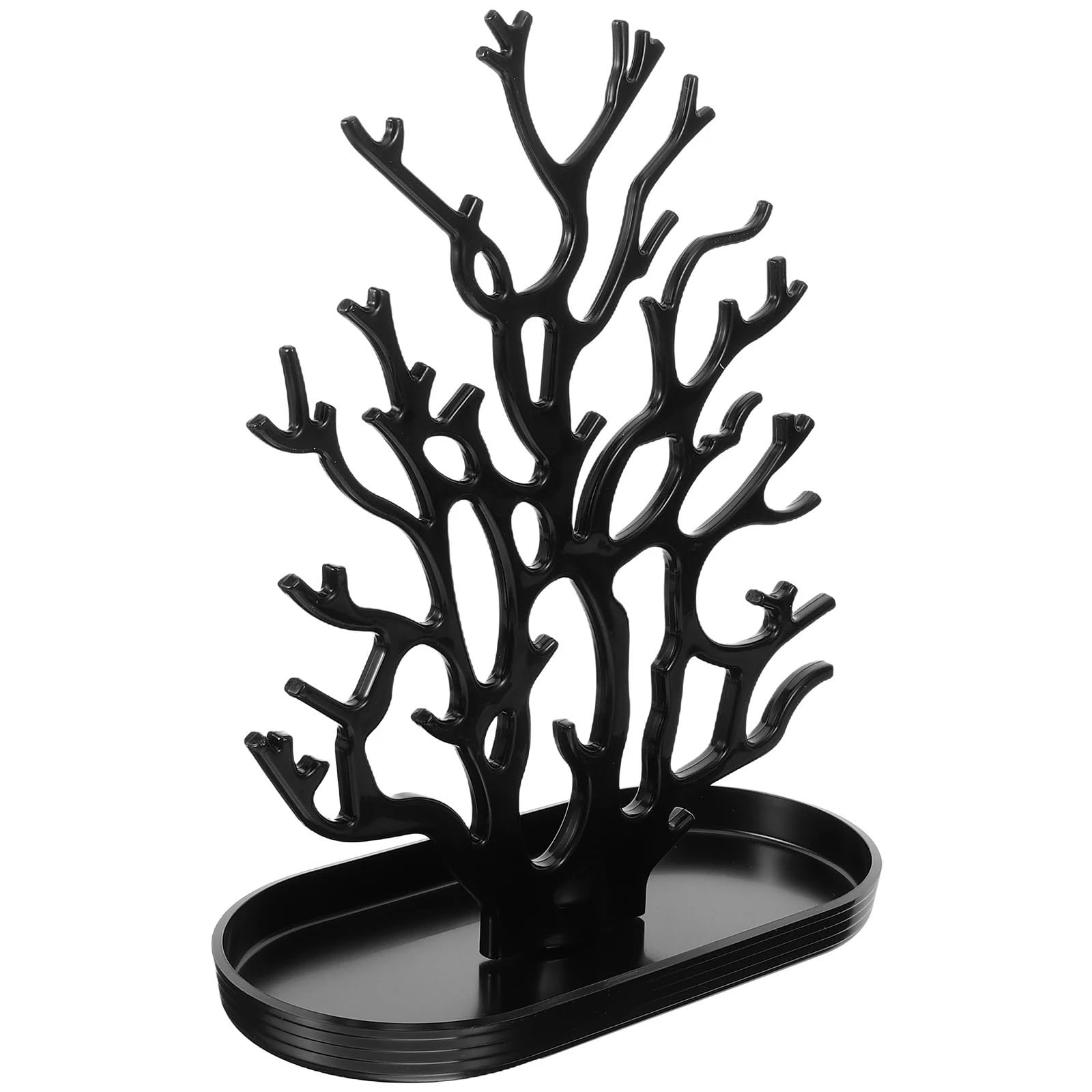 Zymjzbetic Jewellery Tree Jewelry Storage Organizer Coral Shape Vertical For Earrings Necklaces Bracelets Black Desktop