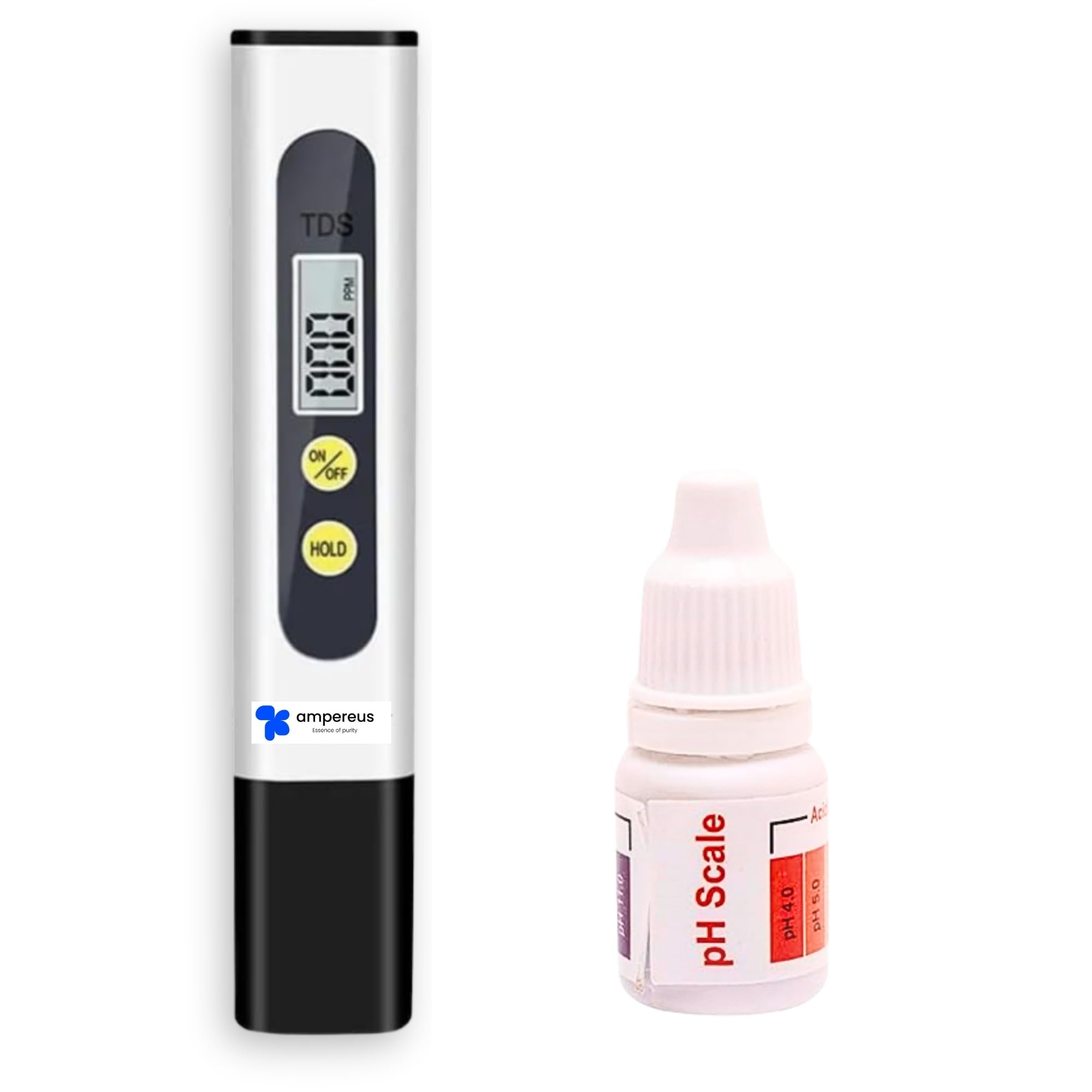 AMPEREUS Digital TDS Meter with pH Bottle for Water Testing | Accurate Water TDS Meter, TDS Checker & Water Testing Machine for Home Use - Reliable Water TDS Tester