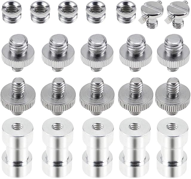 DXLing 22PCS Camera Screw Converter 1/4" and 3/8" Male Female Tripod Screw Thread Adapter Metal Threaded Screw Converter Adapter Mount Set Replacement for DSLR Camera Monopod Light Stand Camera Cage