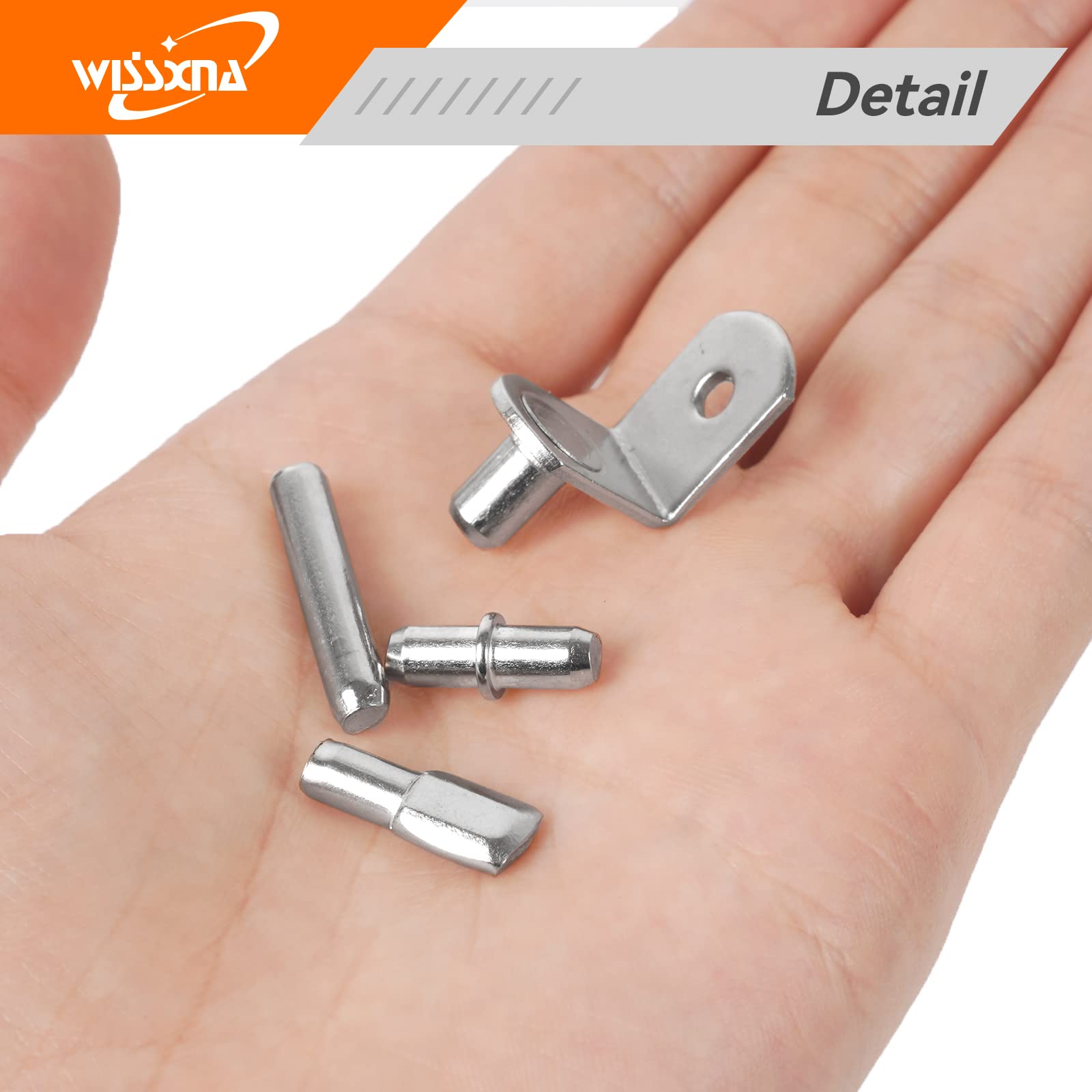 POWERTEC QP1106 1/4 Inch Shelf Pegs 100 Pcs, Spoon Shaped Shelf Pins Support Pegs For Shelves, Kitchen Cabinet Shelf, Bookshelf, Closet And Furniture, Nickel Plated Shelf Holders Pegs