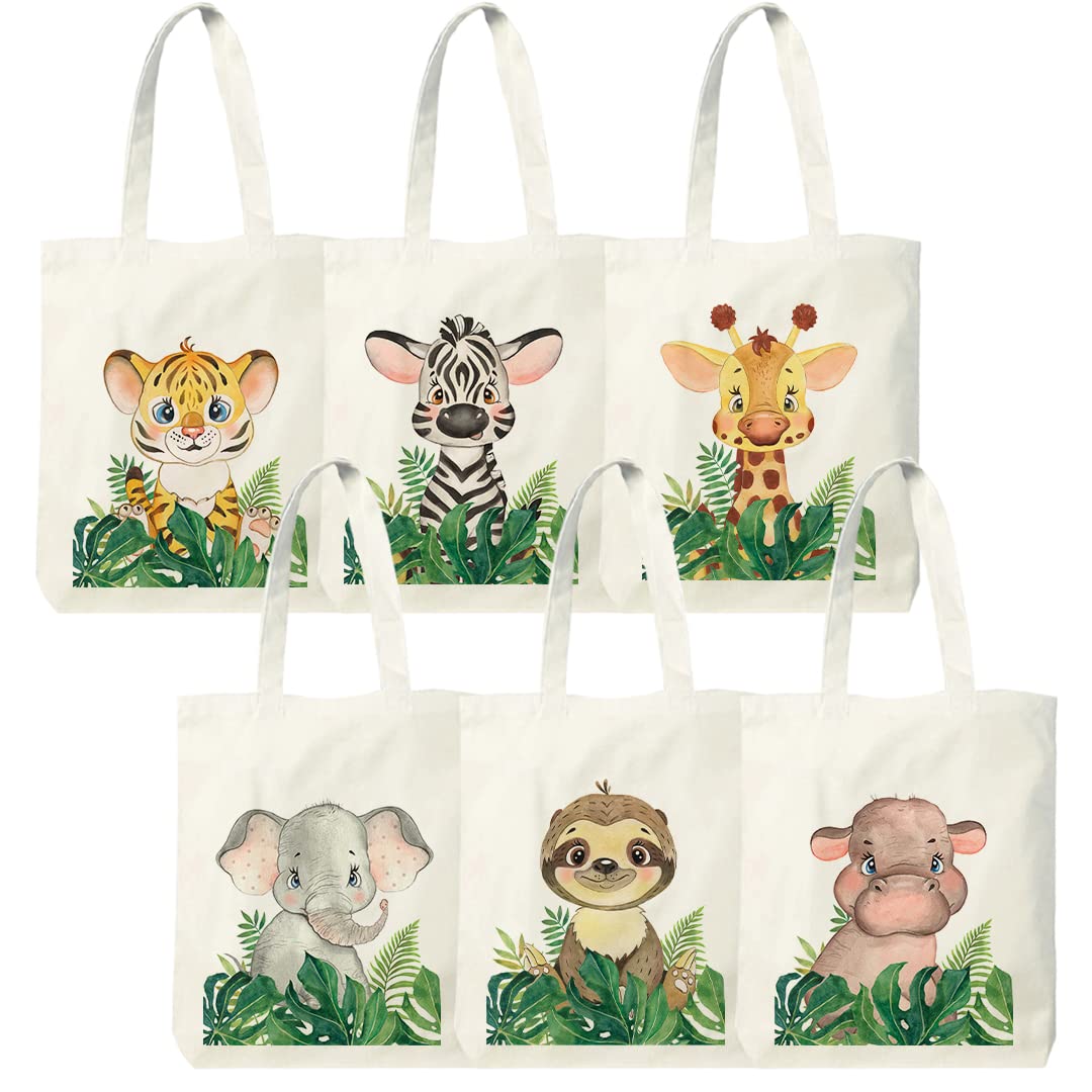 Custom Touch Pack of 6 Safari Animal Theme Jungle Party Bag Tote Bags for Kids Birthday Gift Bags|Birthday Party Favour Bags for Themed Birthday| Birthday Party Return Gift| Birthday Party Decor (B09FGTGGYK) Amazon Price History, Amazon Price Tracker