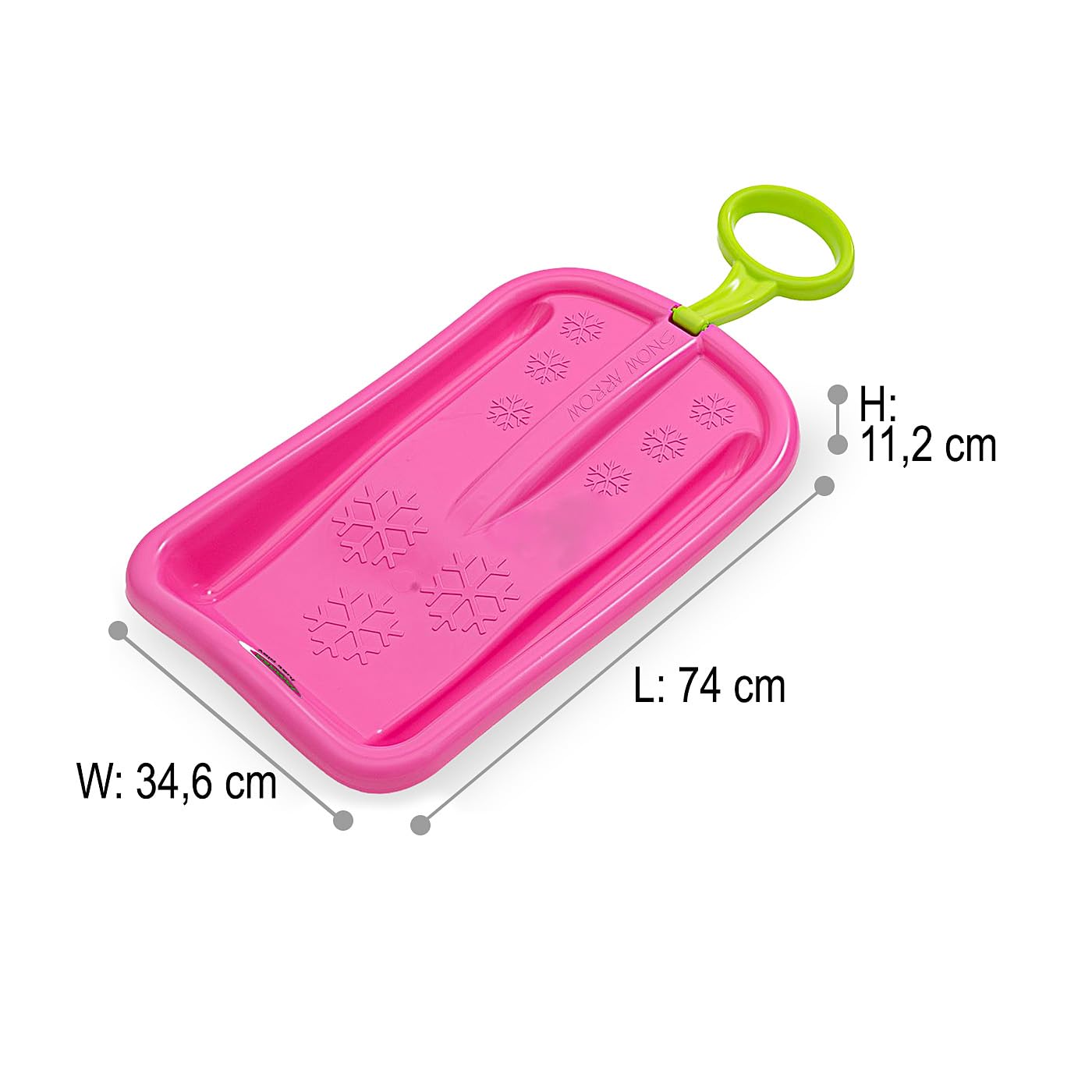 JAMARA 461133 Snow Play Bob Arrow 74 cm, manico in plastica, peso massimo: 50 kg, design aerodinamico, colore rosa