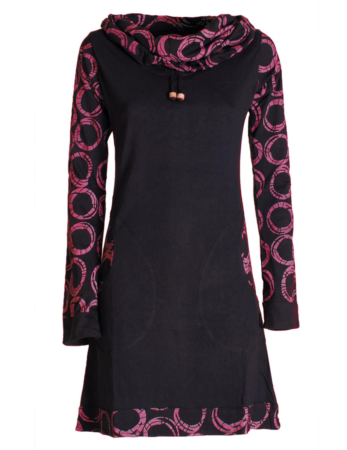 Vishes - Alternative Bekleidung - Damen Lang-arm Kleid Schal-Kleid Winterkleider Baumwollkleid