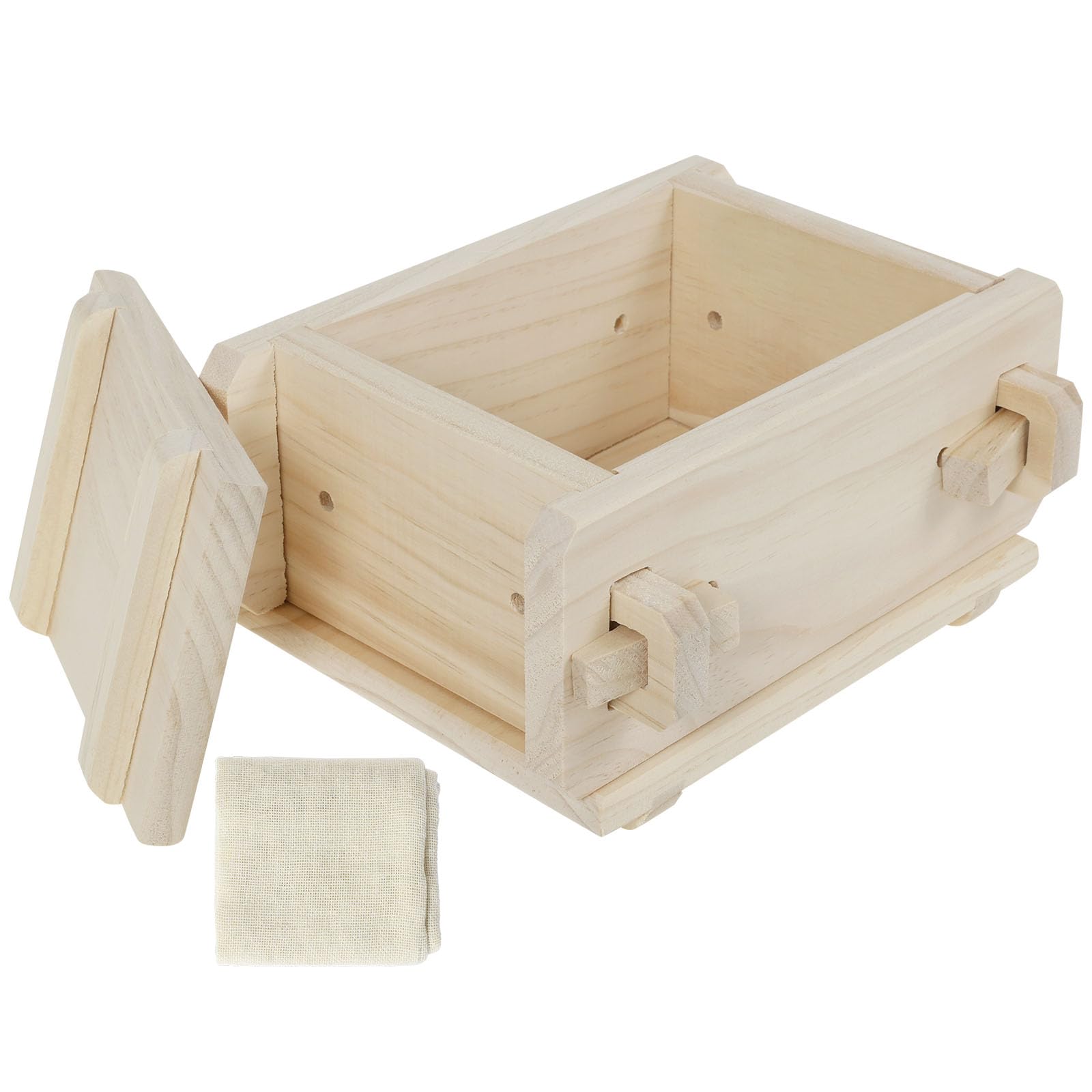 Ghshanog 16X12x9cm Tofu Press Mould,Wooden Cheese Press Paneer Maker Kit With Drain Hole,Paneer Making Mold For Homemade 4Kg Tofu Cheese(16X12x9cm)