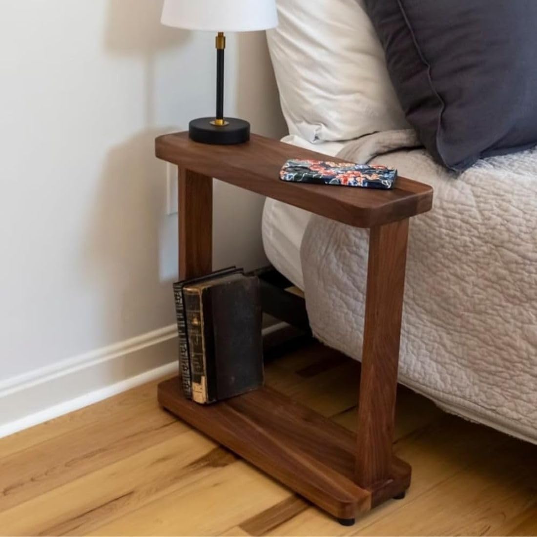 SAIF HANDICRAFTS Side Table, Skinny Wood Table, Natural Hardwood Furniture, The Original Narrow TableTable Tea Table | Sofa & Bedside Nightstand Decor Furnitures Accent Table - Natural Finish-image-7