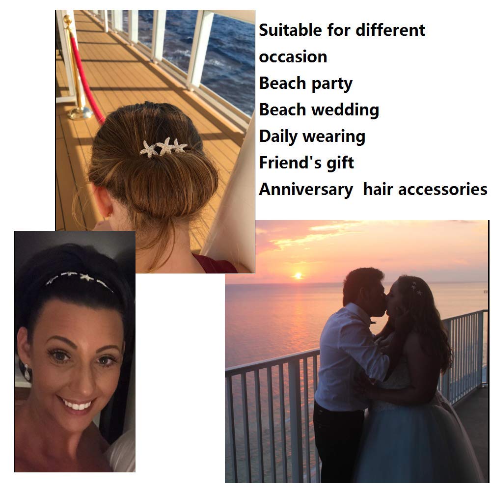 ANBALA 18 Pack Bride Crystal Rhinestone Starfish Hair Pins Headwear Headdress Decorated Jewelry for Beach Party, Wedding, Beach Hairpin Hair Accessories for Women Girls, Comes with a Gift Bag - Image 5