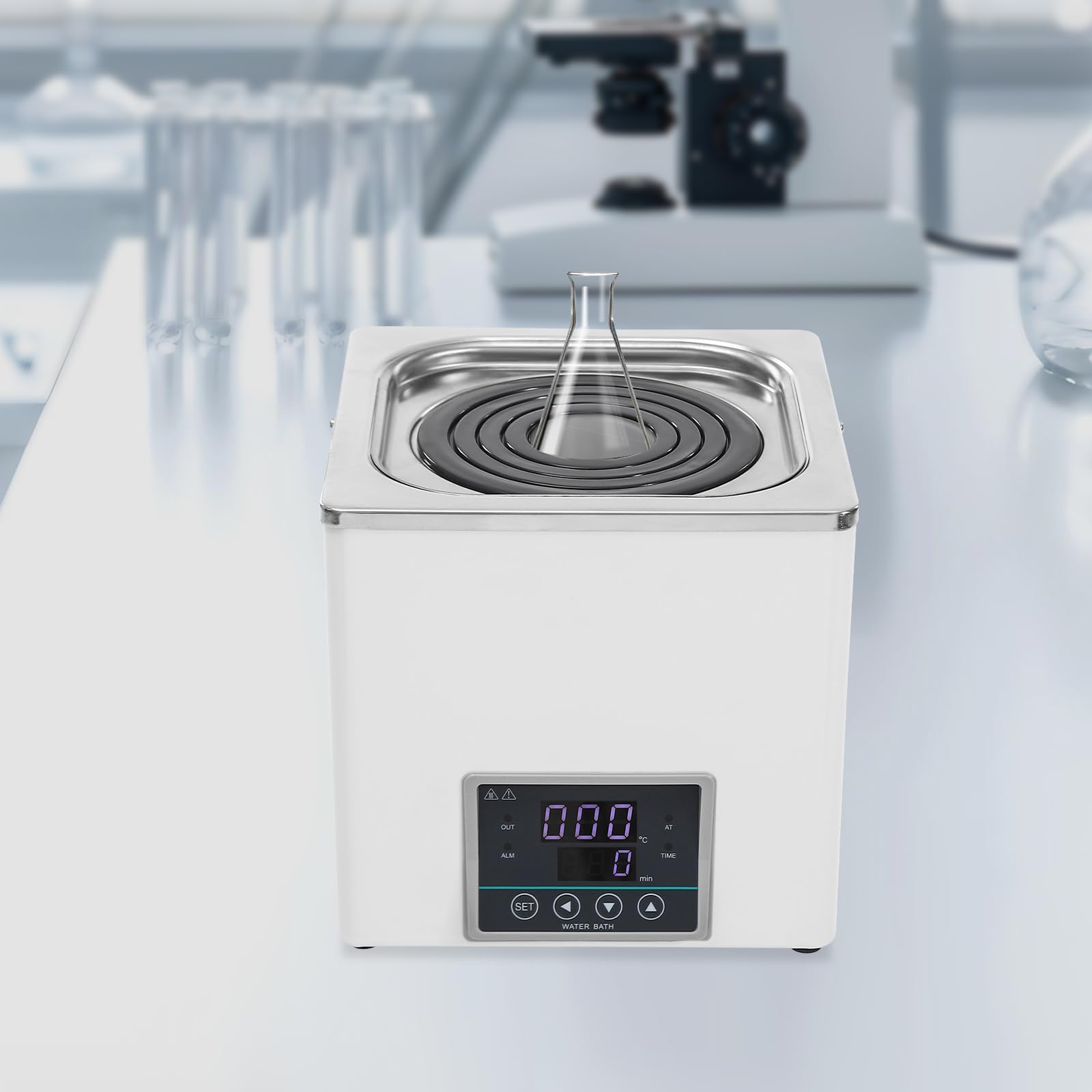 Calefactor de baño maría, regulador de temperatura, recipiente de acero inoxidable, placa de calentamiento al baño maría, capacidad 3 l, 220 V, 300 W, para experimentos químicos