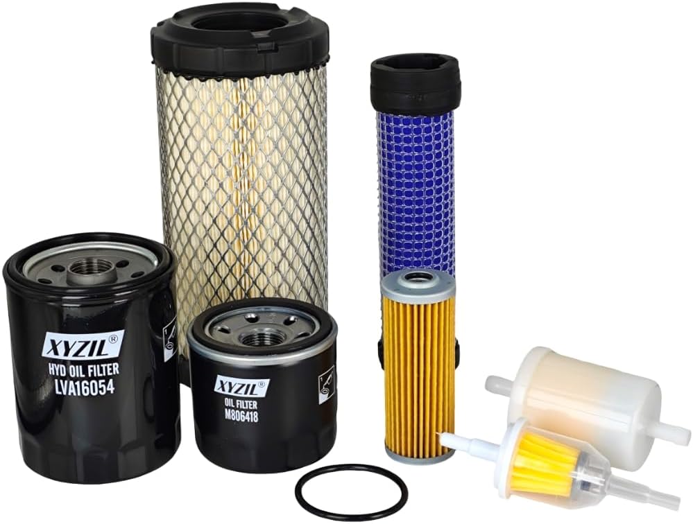 Filter Kit LVA21035 Compatible with John Deere 1023E 1026R Compact Utility Tractor 1023E SN -117913 1026R SN -202258 Oil Hydraulic Air Inline Fuel M113621 M806418 LVA16054 AM116304 MIU804763
