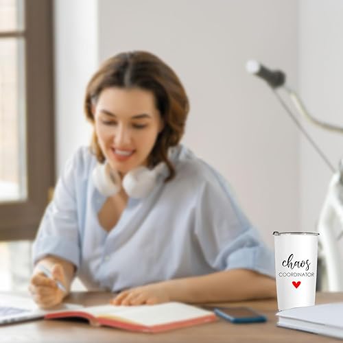 Miniatura 5 de Regalos para mujeres, vaso de viaje de acero inoxidable de 20 onzas, vaso de coordinador del caos con pajita, idea de regalo única para jefa, ella,